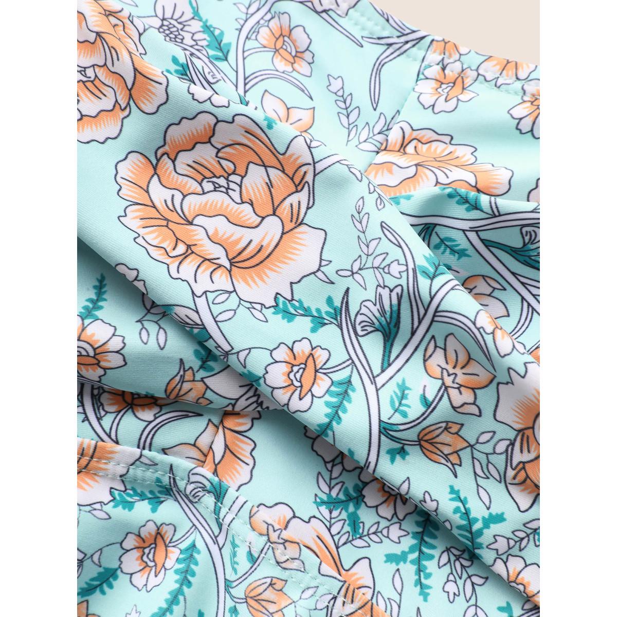 Plus Size Bandana Print Crossover Adjustable Straps Swim Dress Women's Swimwear Mint Beach Bodycon Deep V-neck High stretch Curve Swim Dresses BloomChic 18-20/2X Product Image