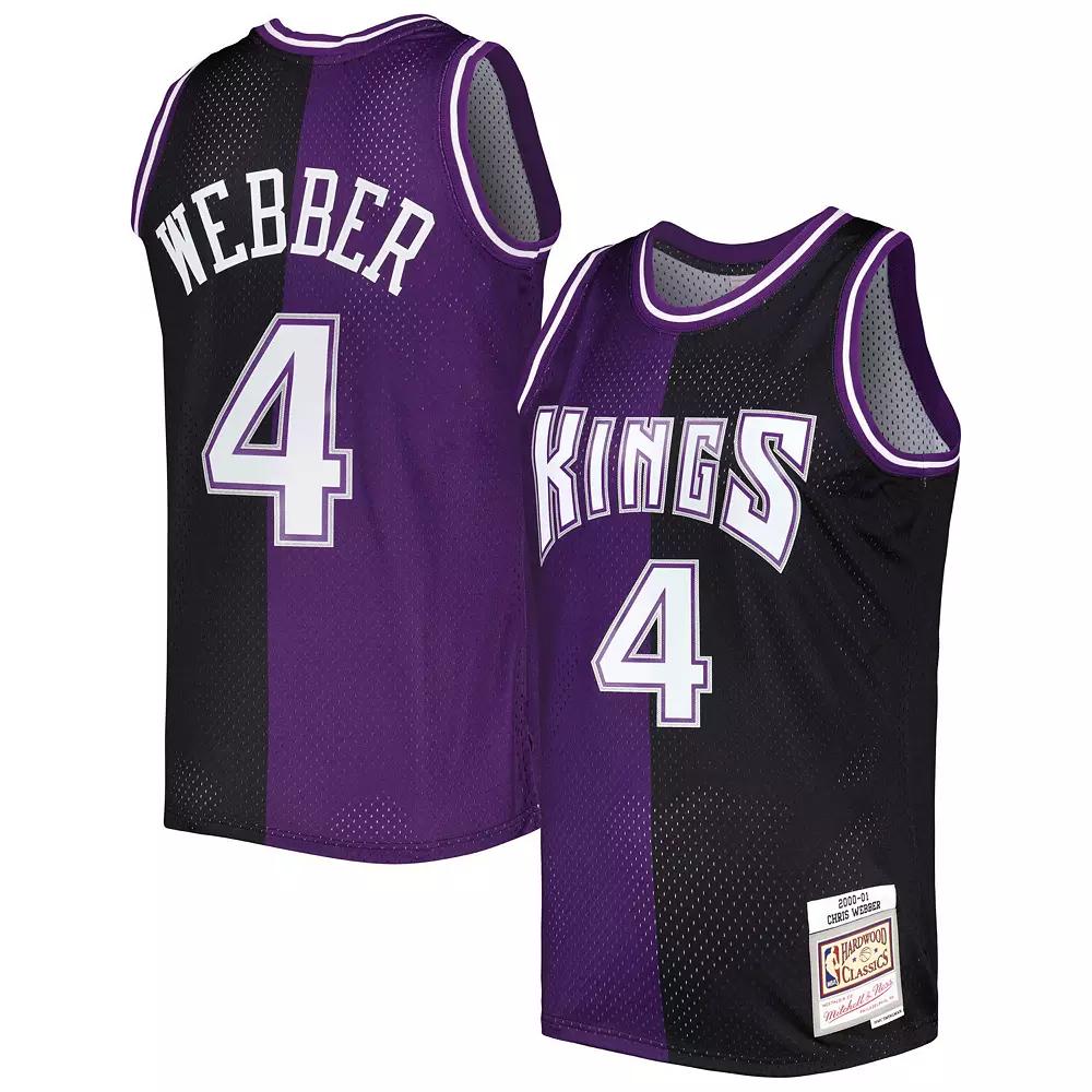 Men's Mitchell & Ness Chris Webber Purple/Black Sacramento Kings Hardwood Classics 2000-01 Split Swingman Jersey, Size: Small, Kng Purple Product Image