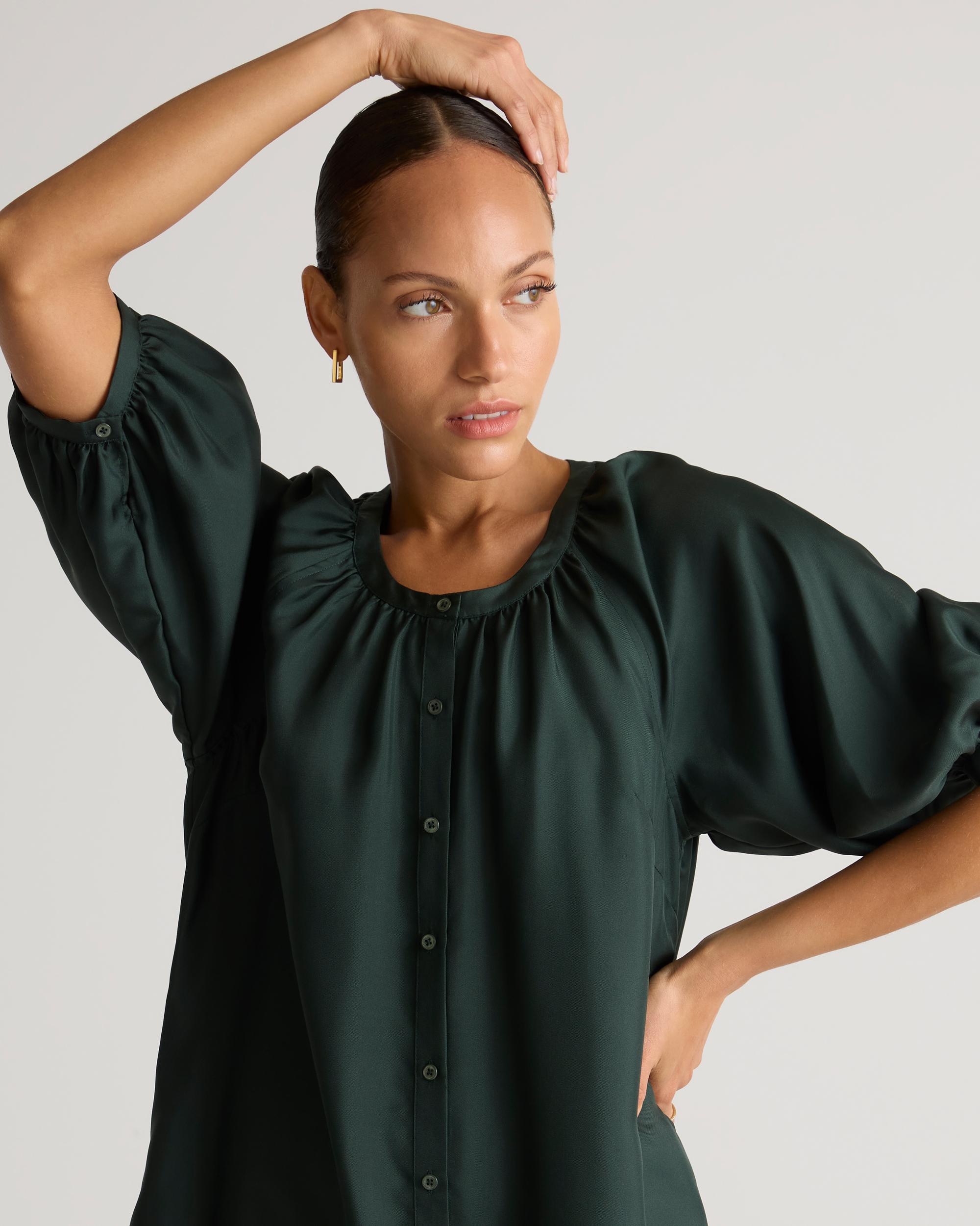 Quince | Women's 100% Silk Twill Button Front Mini Dress Product Image