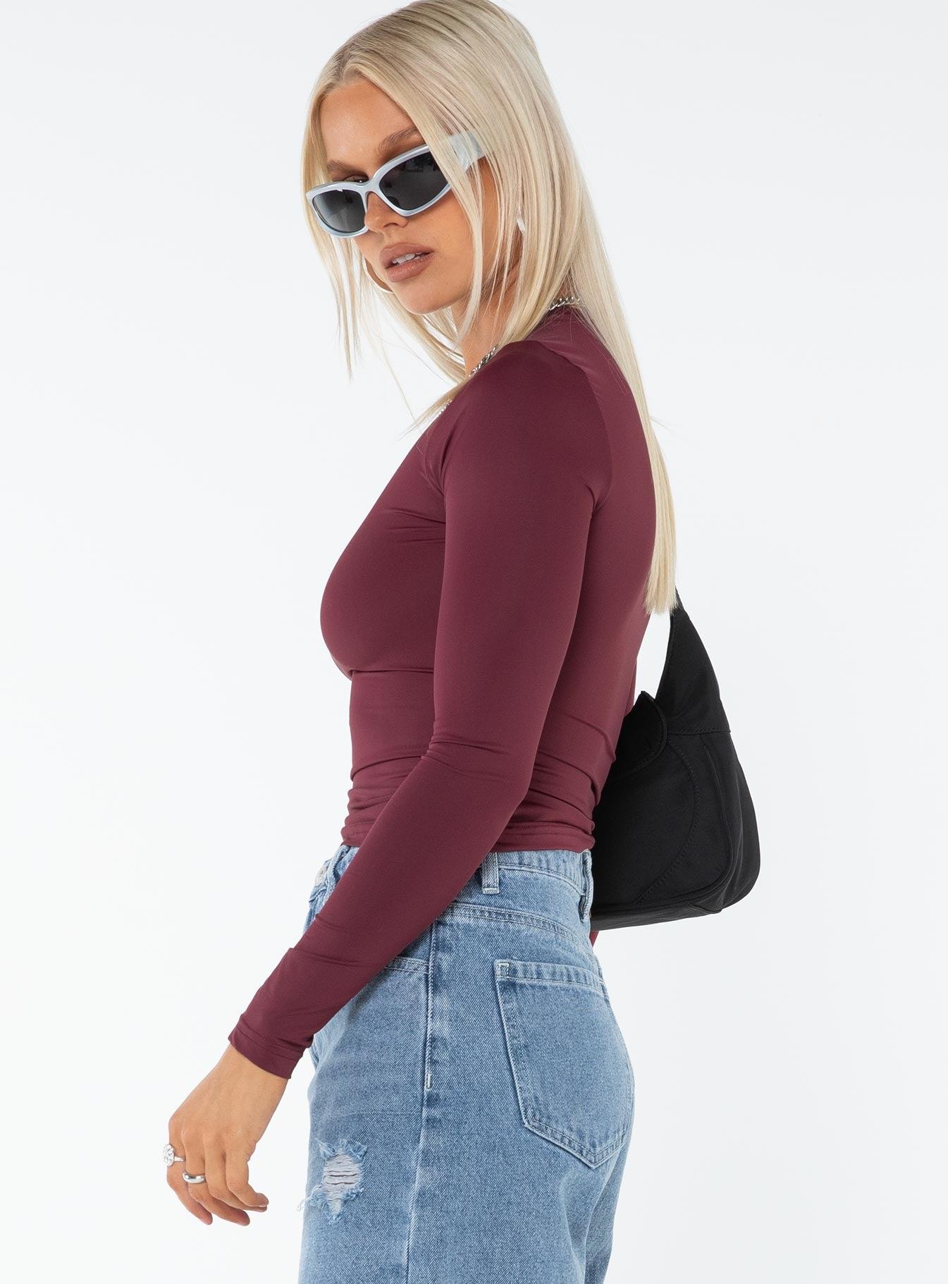 Arnim Long Sleeve Top Wine Product Image