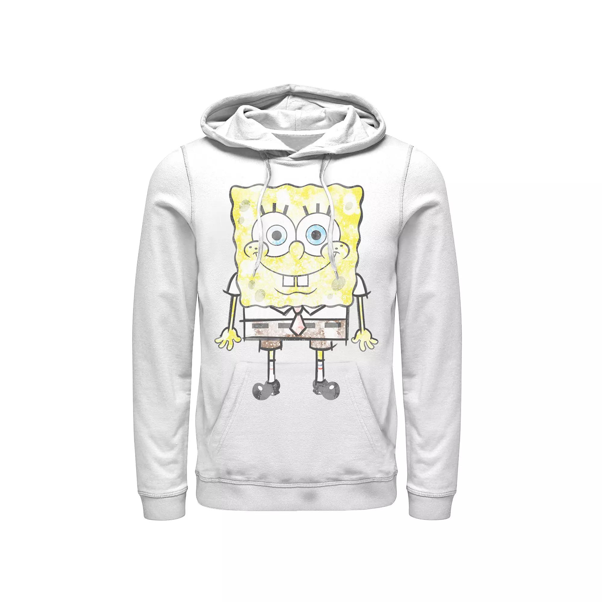 Men's Spongebob SquarePants Faded Portrait Hoodie, Size: Medium, White Product Image