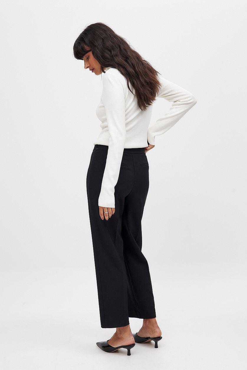 Cropped Mid Waist Pants Beige Product Image