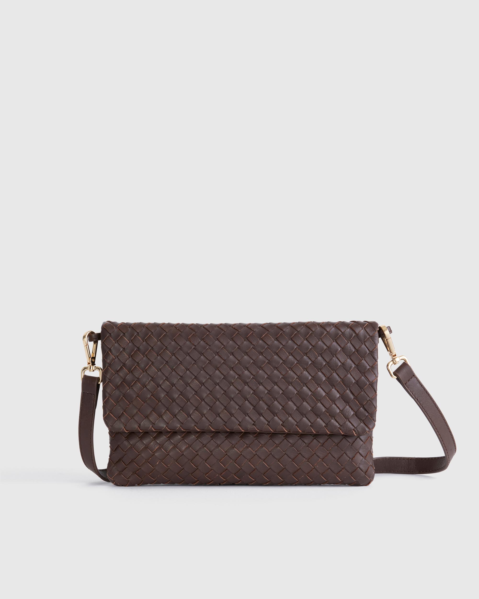 Quince | Women's Italian Leather Handwoven Convertible Clutch Product Image