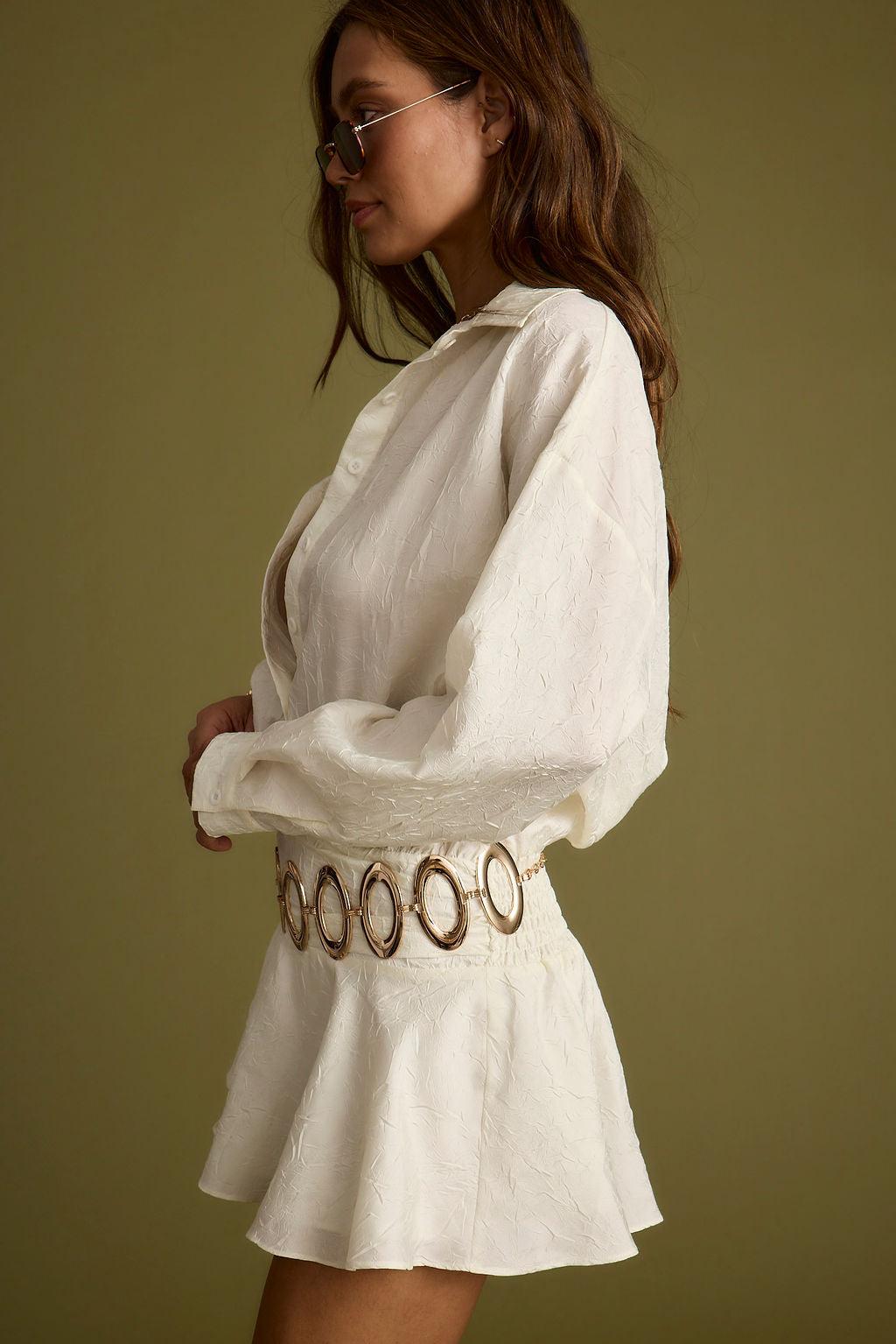 Lennox Ivory Drop Waist Micro Mini Dress Product Image