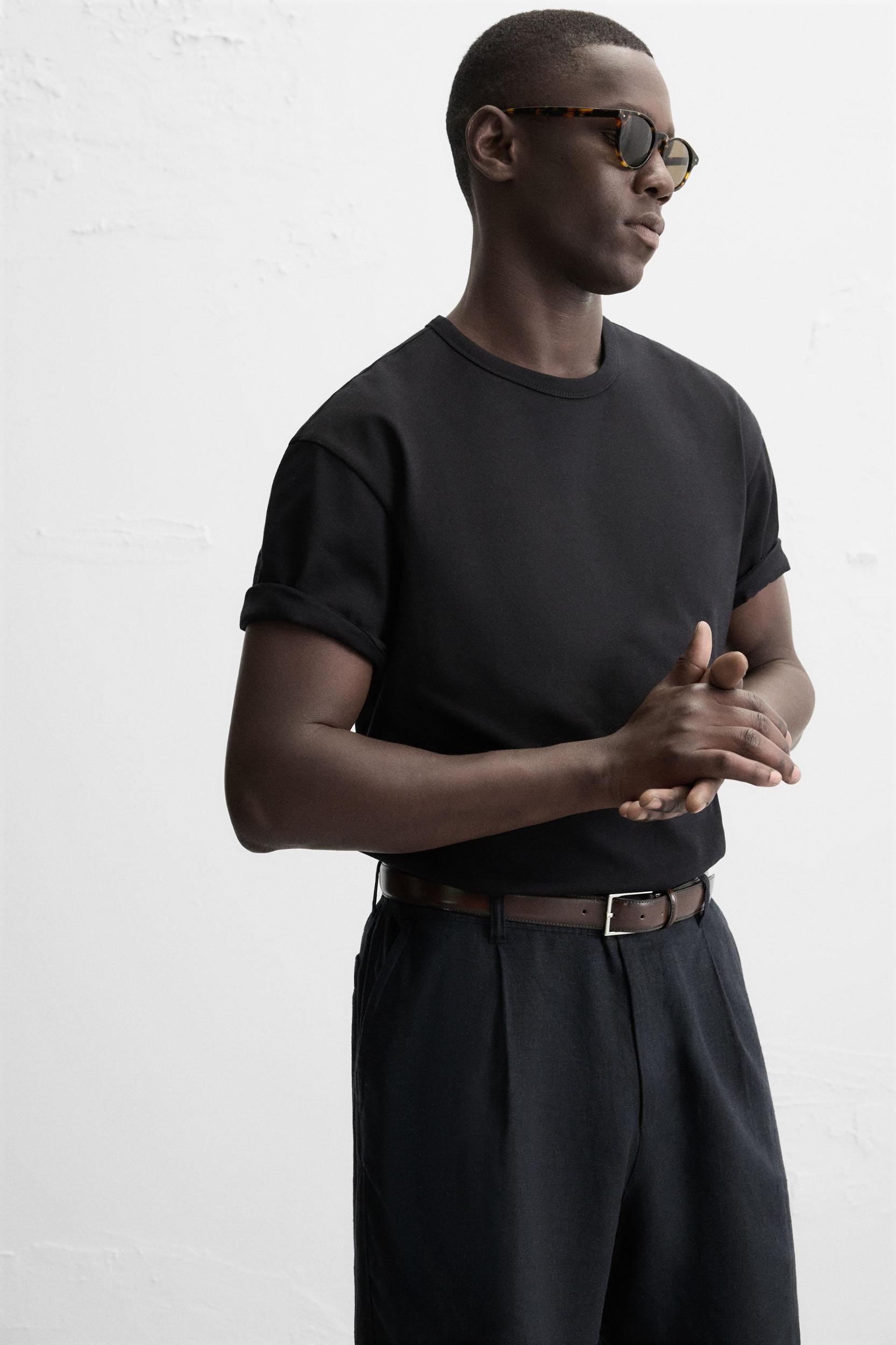 TOPSTITCHED LEATHER BELT Product Image