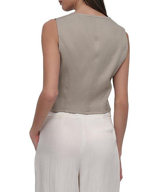 DKNY by Donna Karan Scoop Neck Sleeveless Zip Front Corset Top Product Image