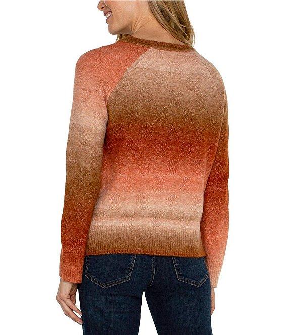 Liverpool Los Angeles Stretch Ombre Crew Neck Long Sleeve Sweater Product Image