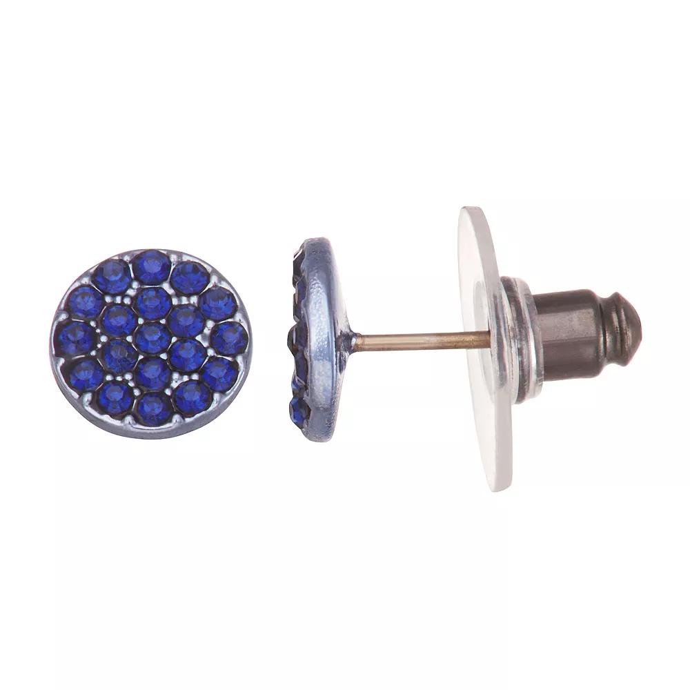 Simply Vera Vera Wang Simulated Crystal Pave Disc Stud Earrings, Women's, Blue Product Image