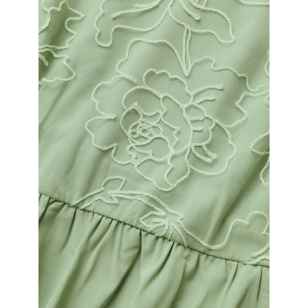 Plus Size Synthetic Texture Ruffle Cap Sleeve Dress Palemauve Women Elegant Texture V-neck Cap Sleeve Curvy BloomChic 28/5X Product Image