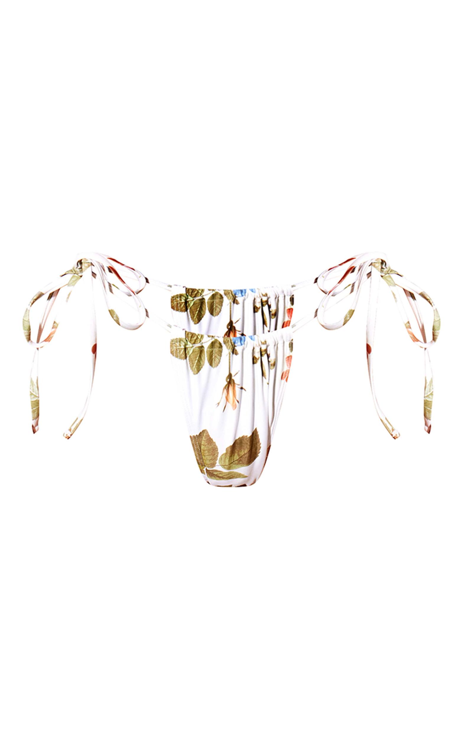 Cream Vintage Floral Tie Side Bikini Bottoms Product Image