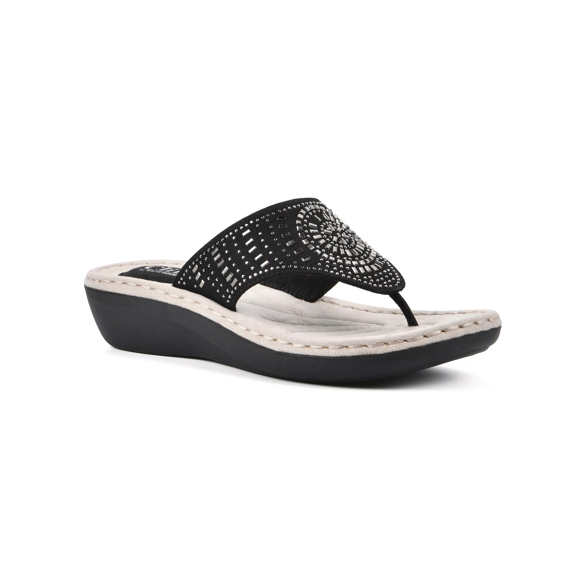 Cliffs By White Mountain Cienna Women's Thong Sandals, Size: 7.5 Wide, Black Product Image
