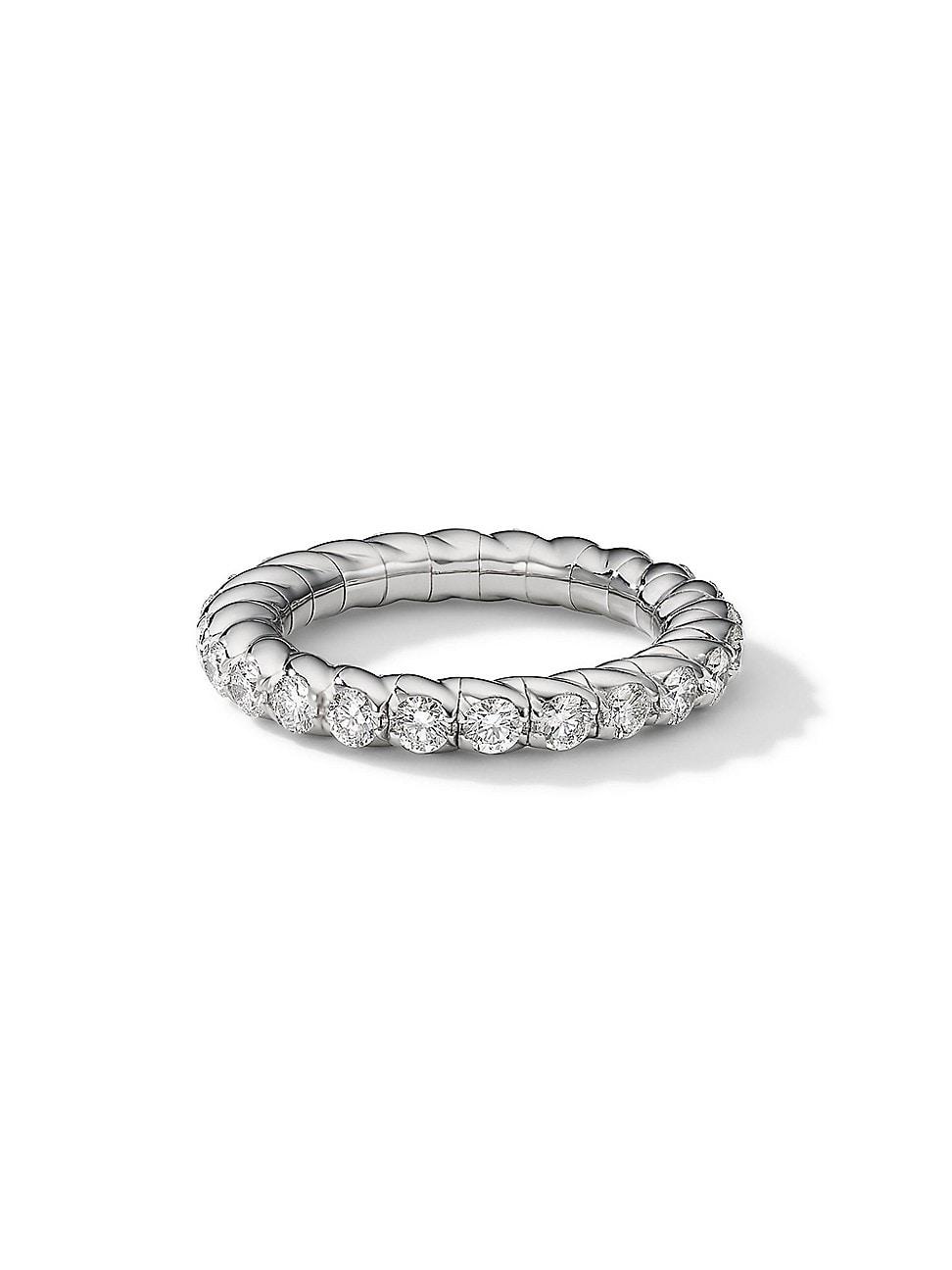 Womens Pav Stretch Band Ring in 18K White Gold Product Image