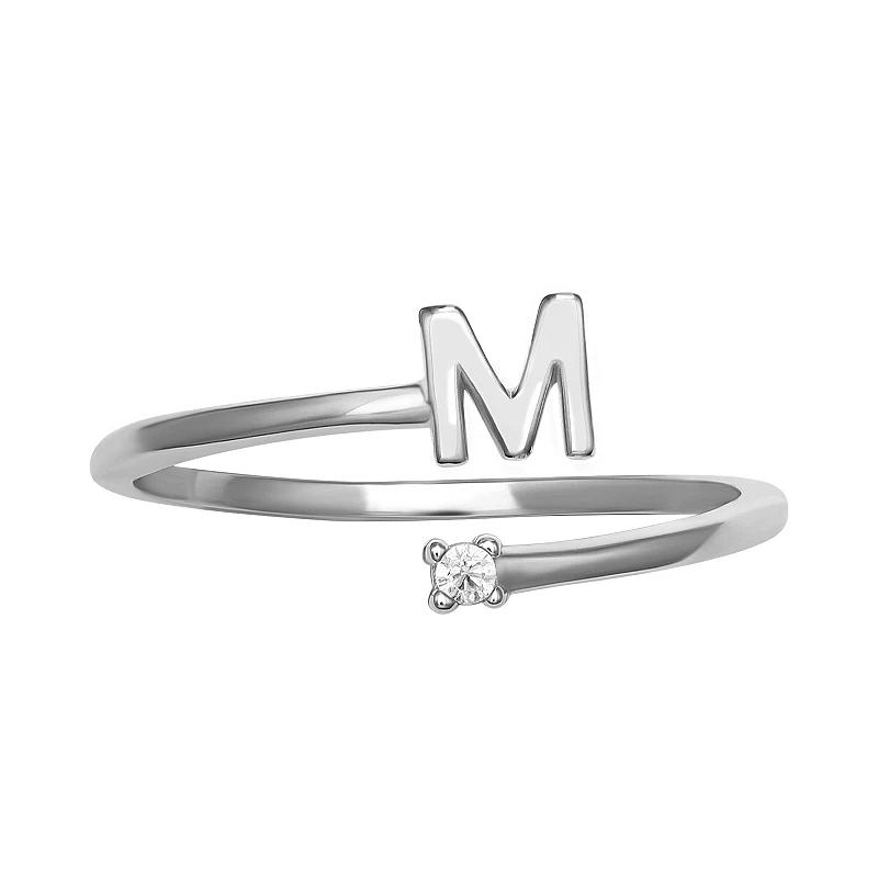 PRIMROSE Sterling Silver Cubic Zirconia Initial Bypass Band Ring, Women's, Size: 8, Sterling Silver G Product Image