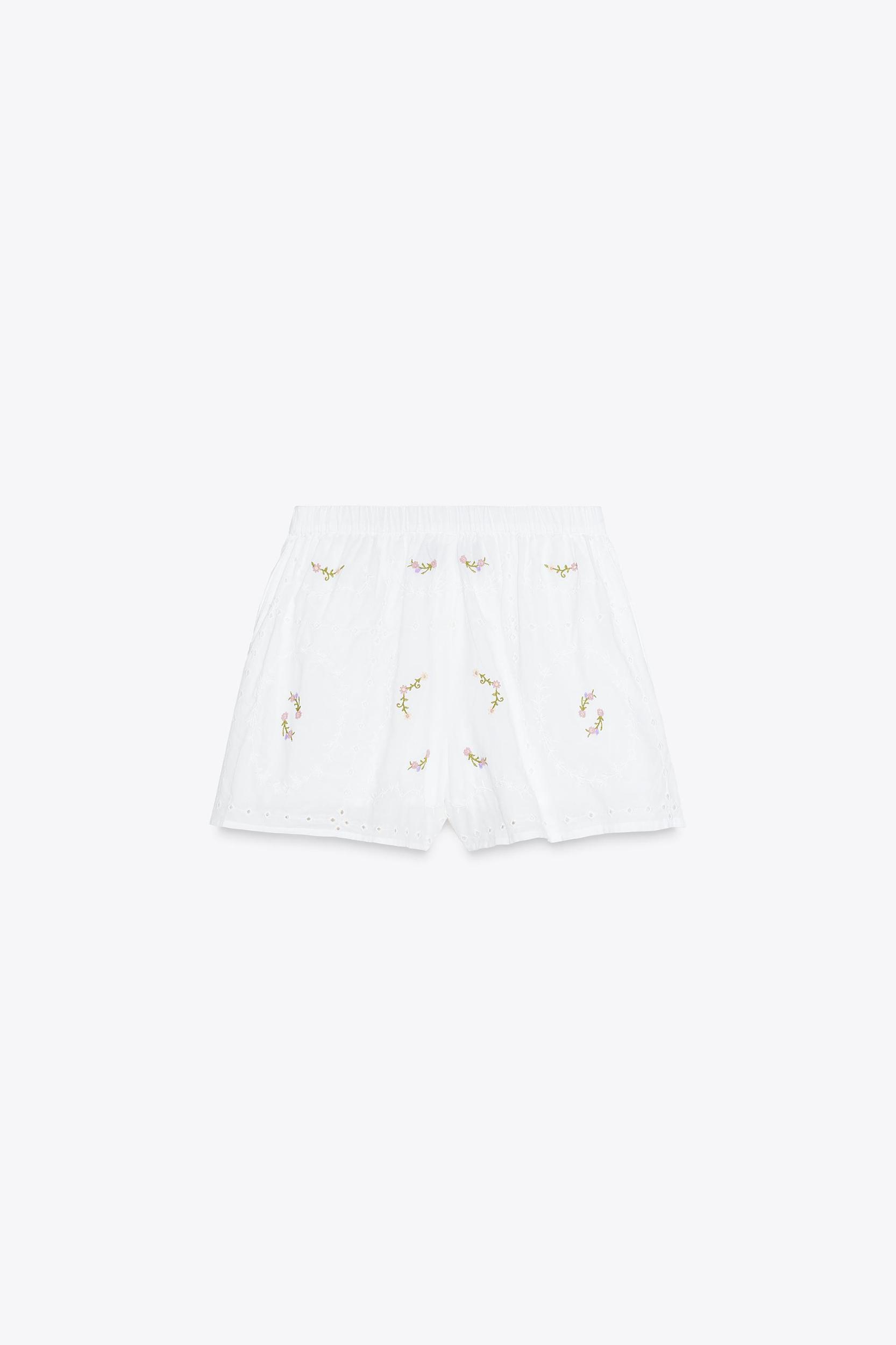 EMBROIDERED FLORAL SHORTS Product Image