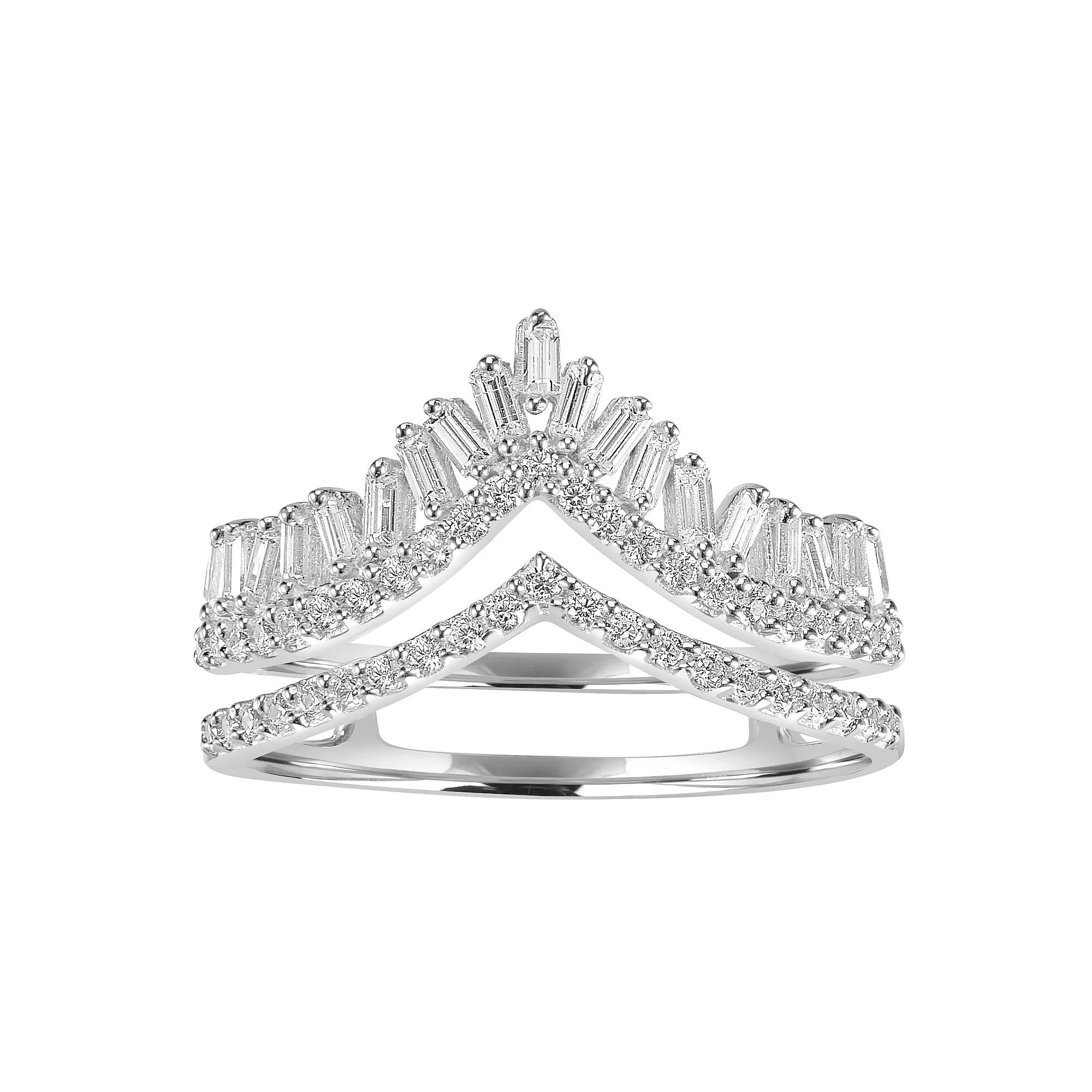 Judy Crowell Sterling Silver CZ Crown Ring, Women's, Size: 6 Product Image
