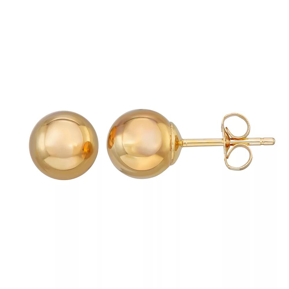18k Gold 6 mm Ball Stud Earrings, Women's Product Image