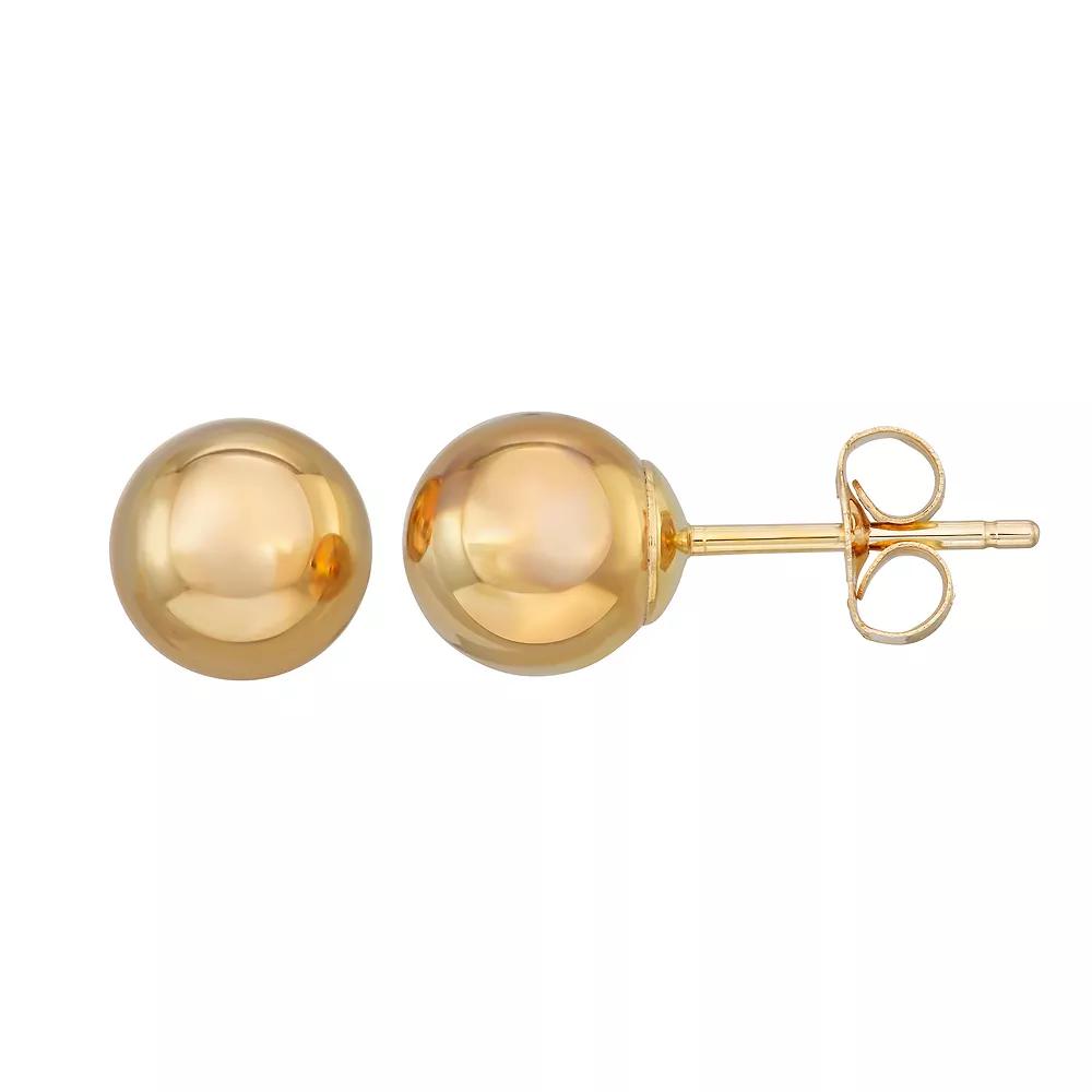 18k Gold 6 mm Ball Stud Earrings, Women's Product Image