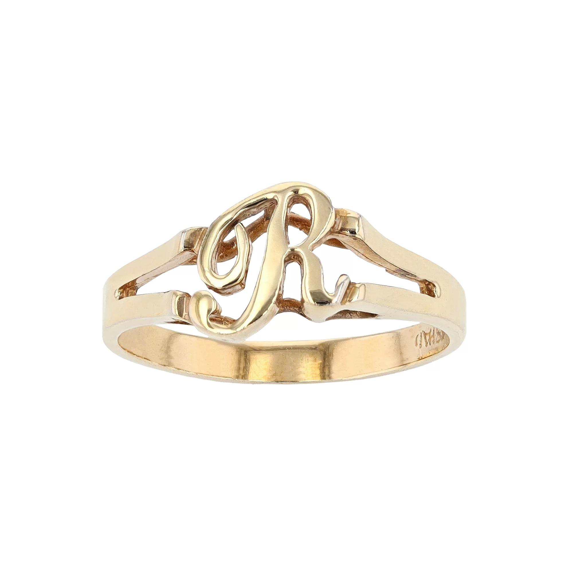 Traditions Jewelry Company 18k Gold Over Silver Script Initial Ring, Womens Product Image