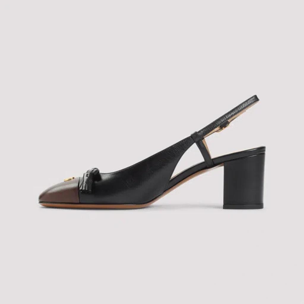 VALENTINO GARAVANI Vlogo 65 Tasseled Two-tone Leather Slingback Pumps In Black Product Image