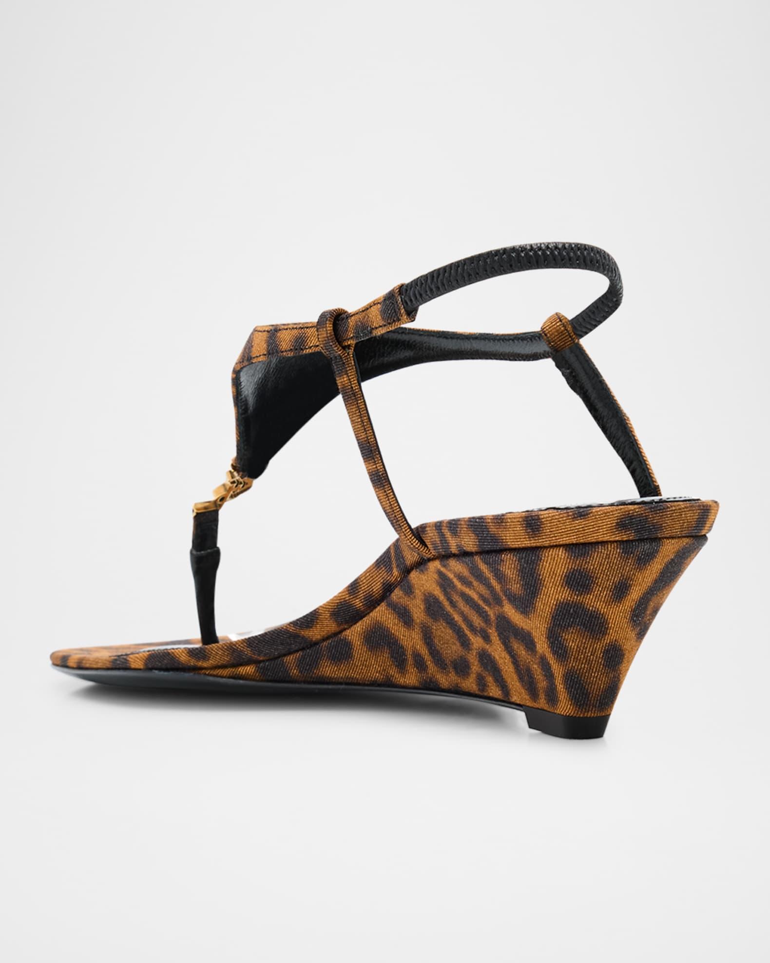 Cassandra Leopard YSL Wedge Sandals Product Image