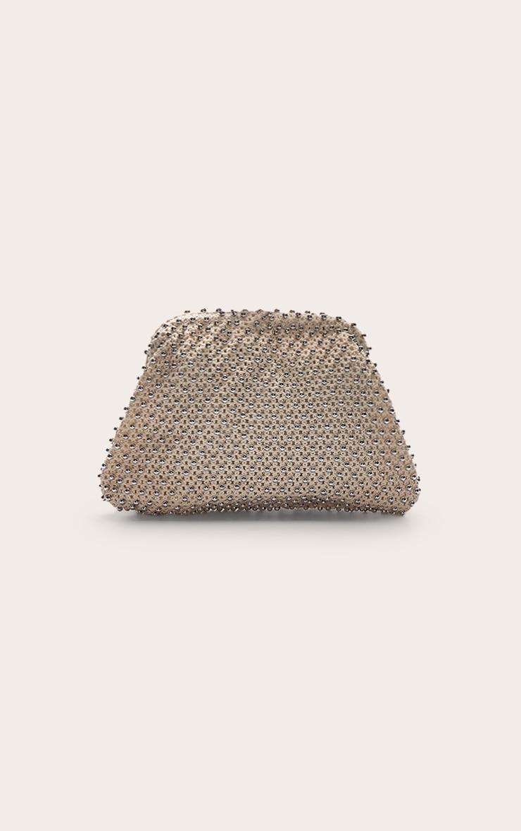 Cream Crochet Silver Studded Clutch Bag Product Image