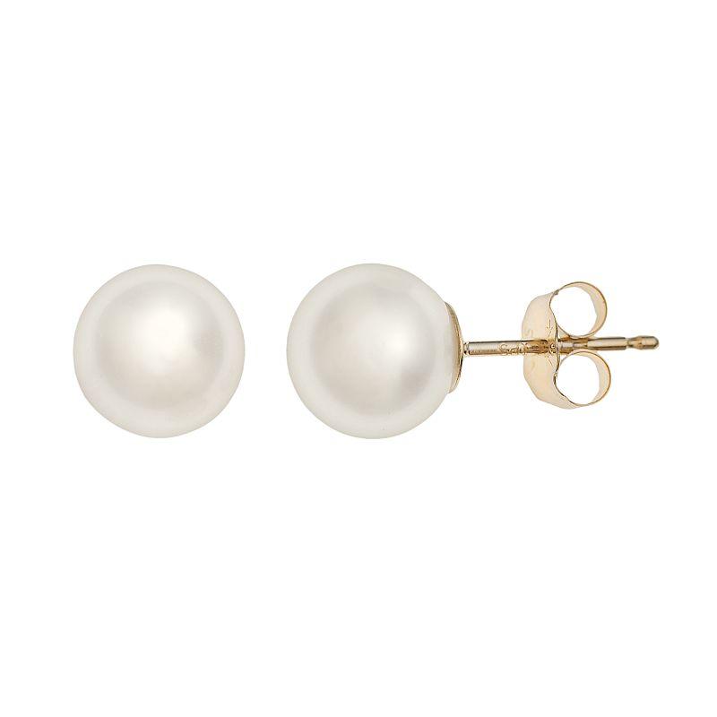 PearLustre by Imperial 10k Gold 7-mm Cultured Pearl Stud Earrings, Womens Product Image