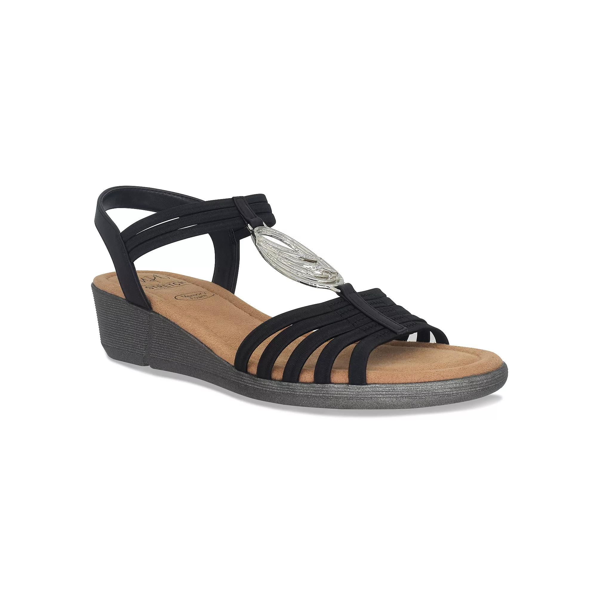 Impo Ralana Women's Stretch Elastic Memory Foam Sandals, Size: 7, Black Product Image