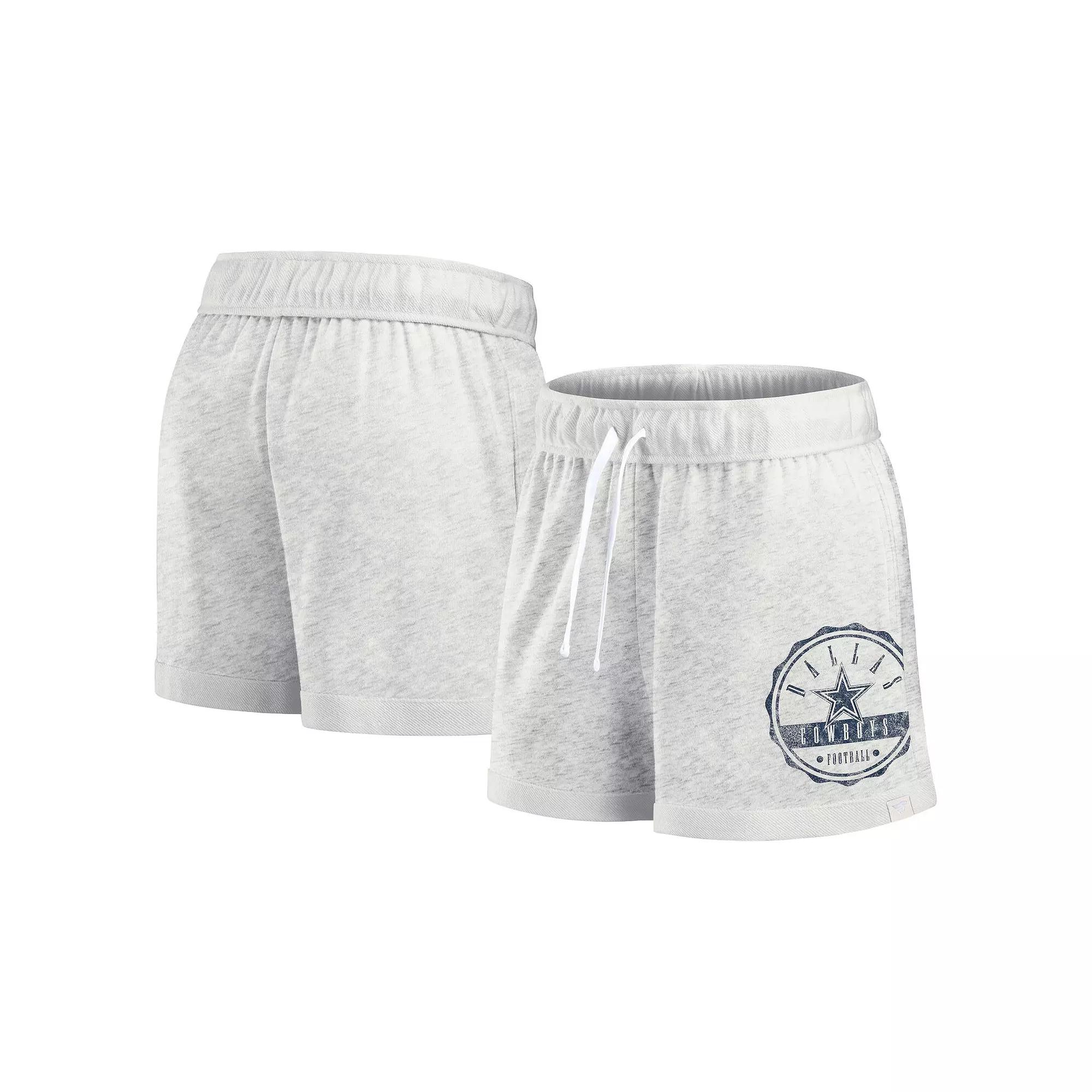 Women's Fanatics Branded Oatmeal Dallas Cowboys Vintage Badge Shorts,  Product Image