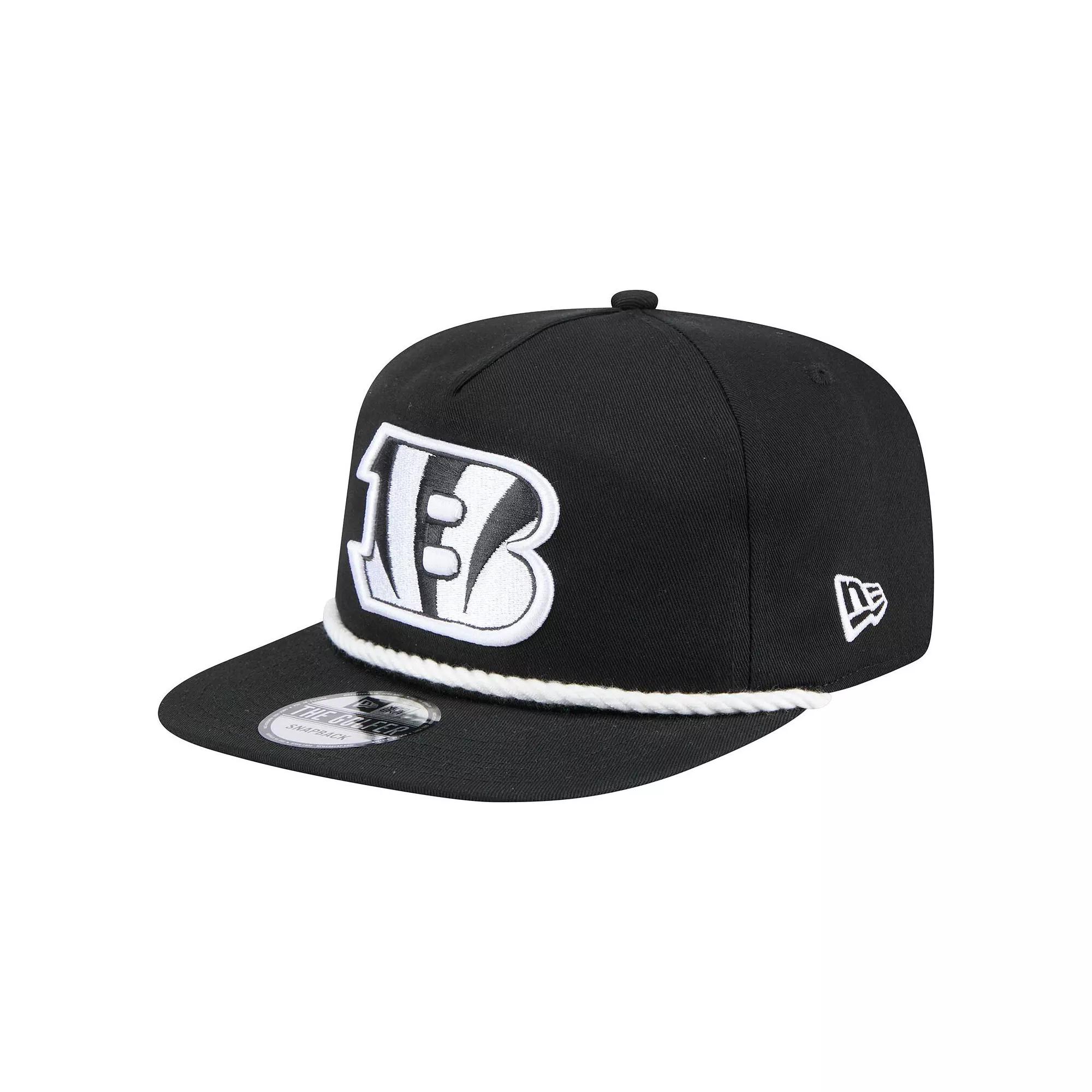 Men's New Era Black Cincinnati Bengals B-Dub Golfer Snapback Hat Product Image