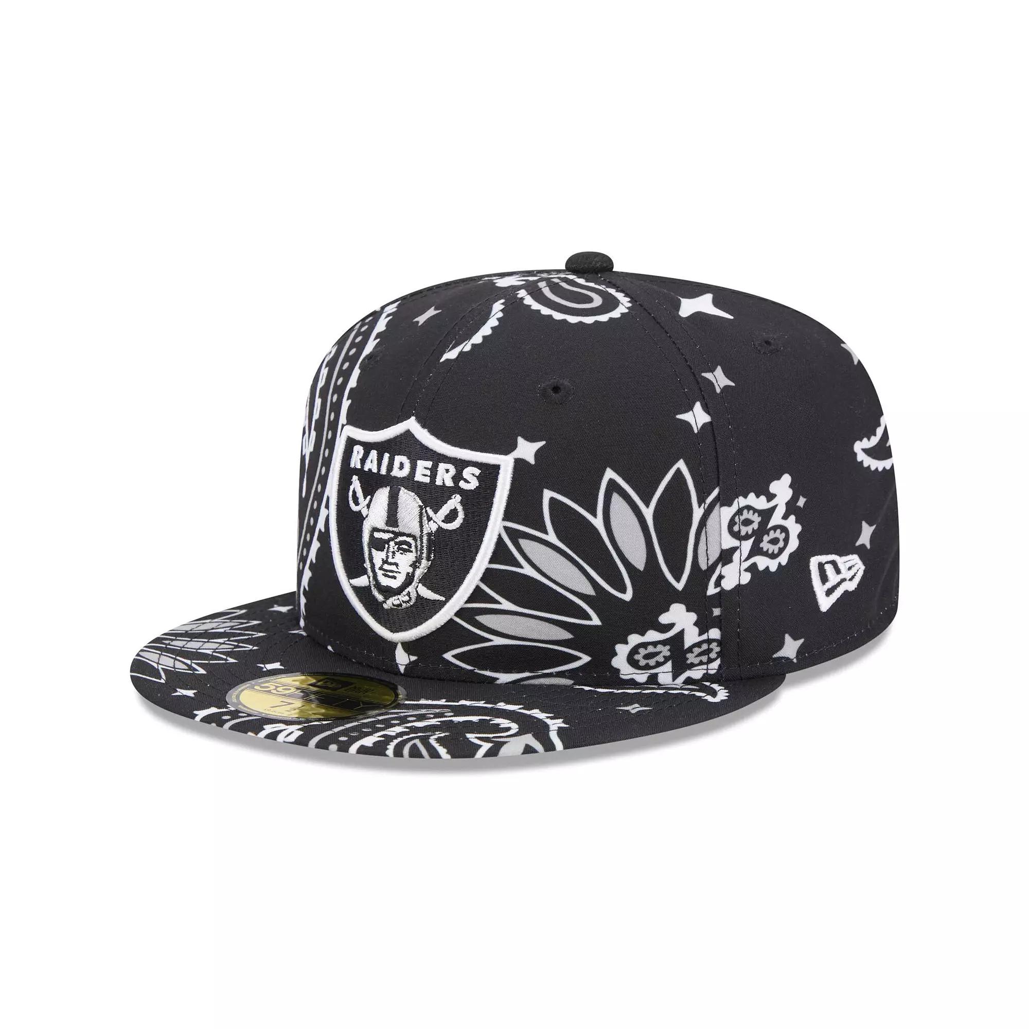 Men's New Era Black Las Vegas Raiders Paisley 59FIFTY Fitted Hat,  Product Image