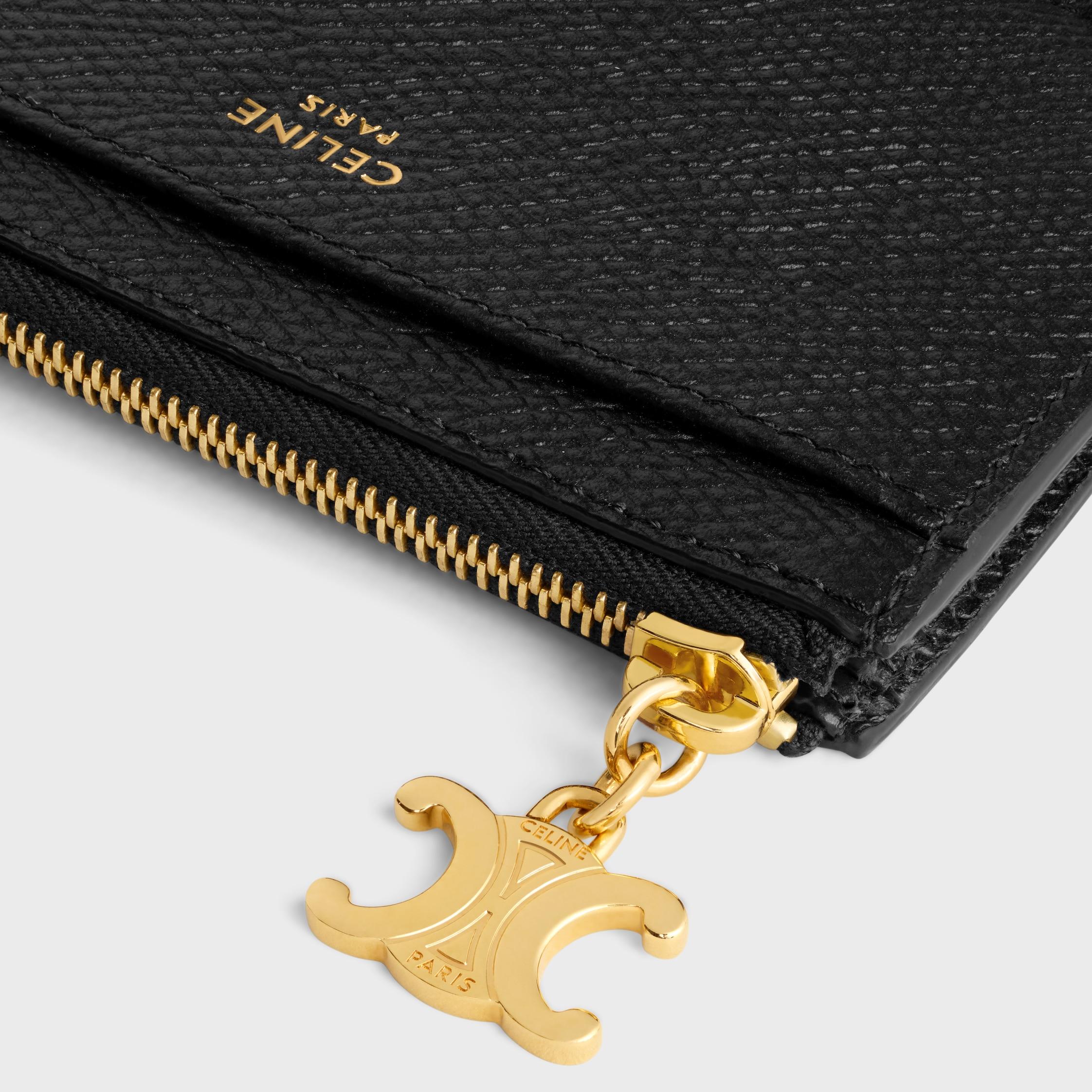 ZIPPED CARD HOLDER TRIOMPHE CHARMS IN GRAINED CALFSKIN Product Image