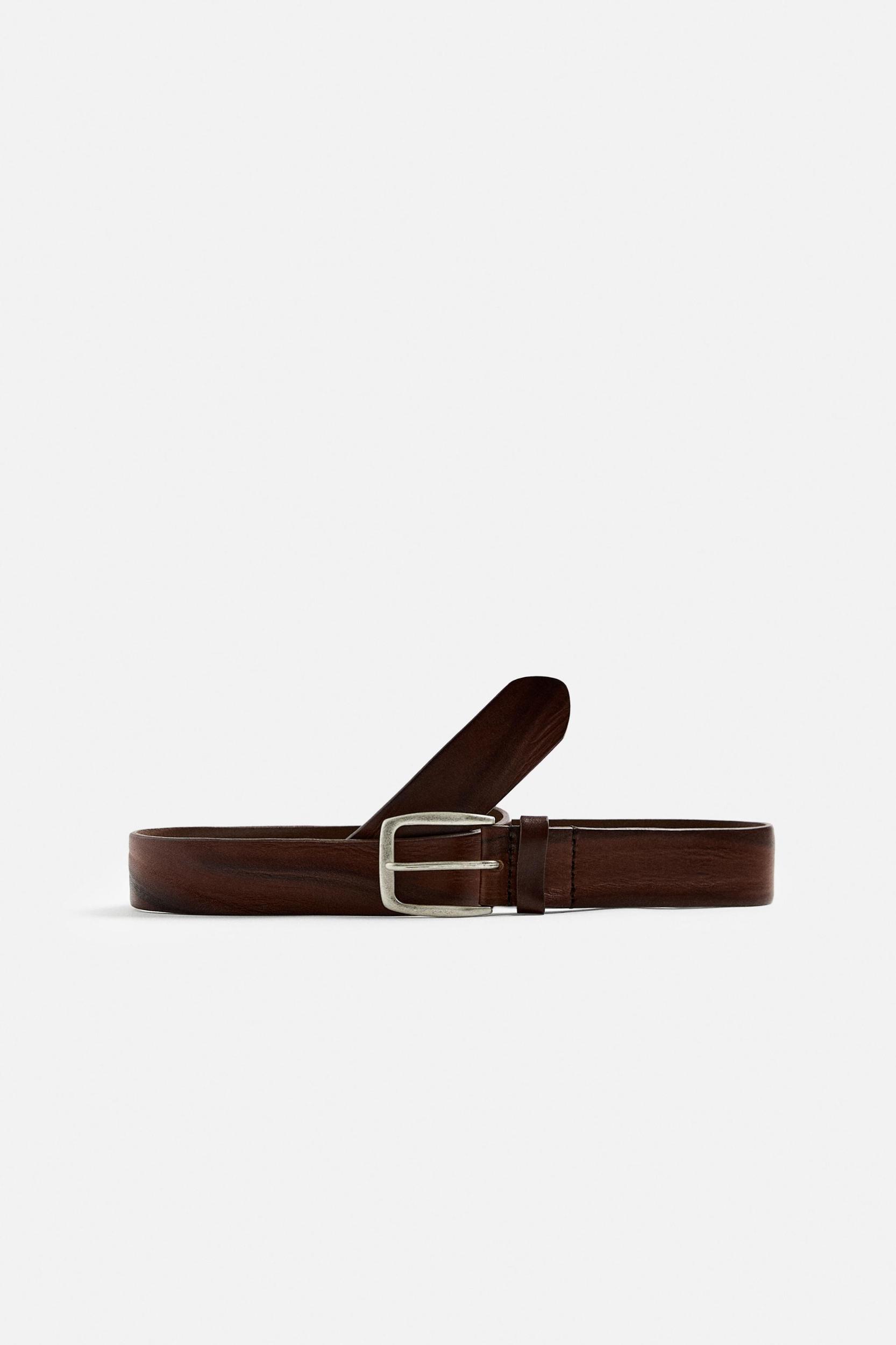 VINTAGE EFFECT LEATHER BELT Product Image