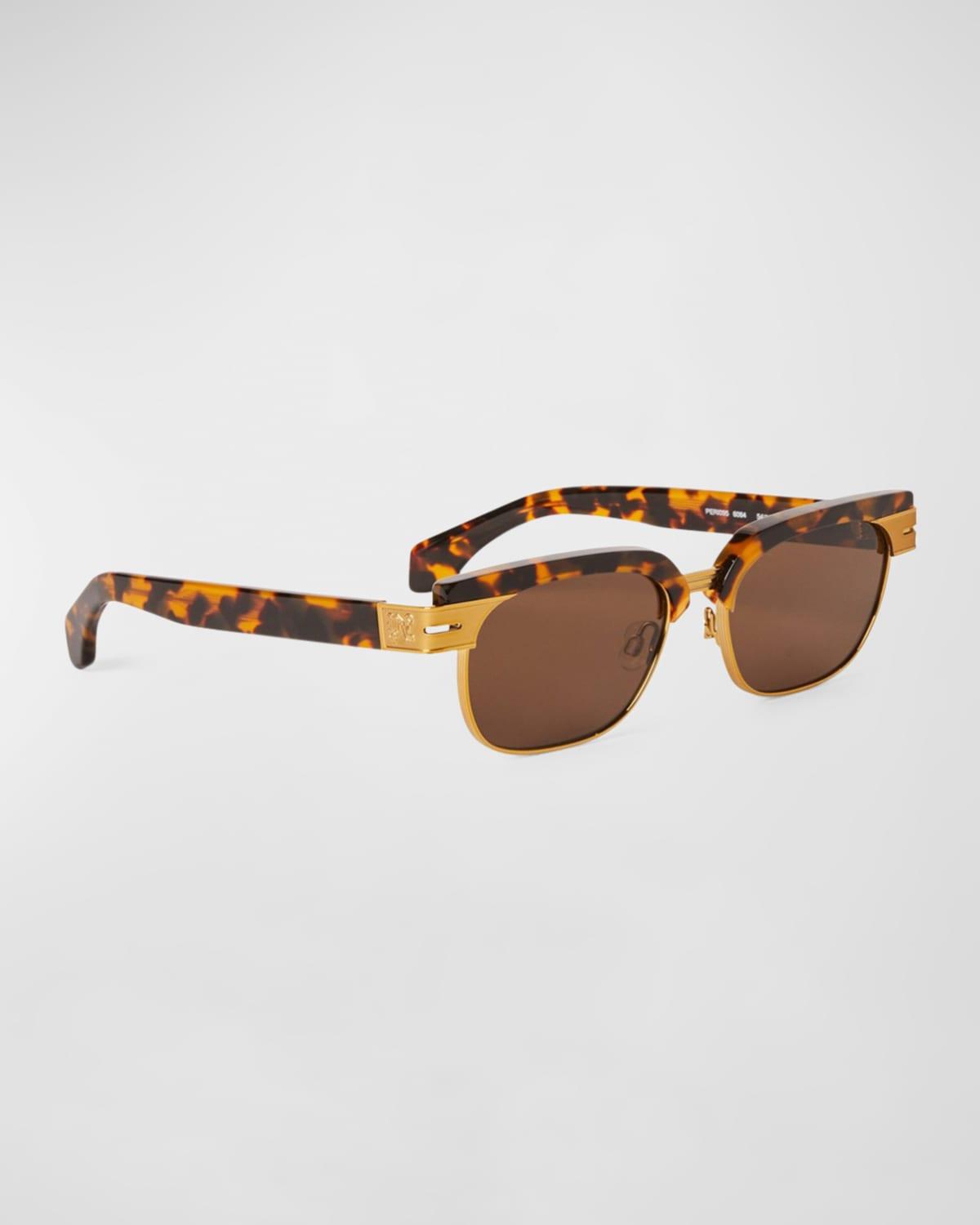 Mens Fortuna Acetate and Metal Round Sunglasses Product Image