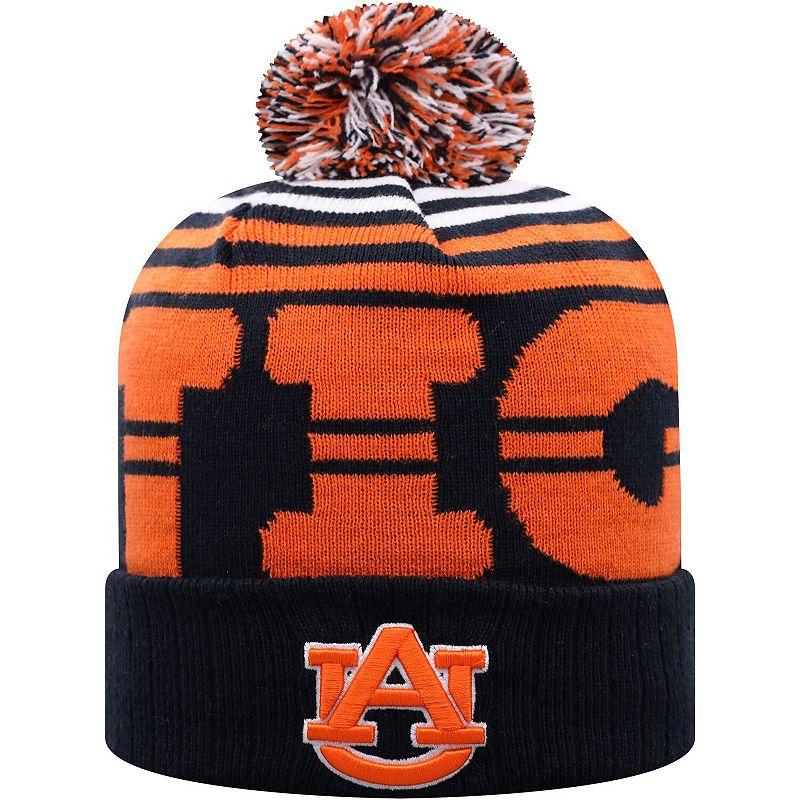 Men's Top of the World Navy/Orange Auburn Tigers Colossal Cuffed Knit Hat with Pom, Blue Product Image