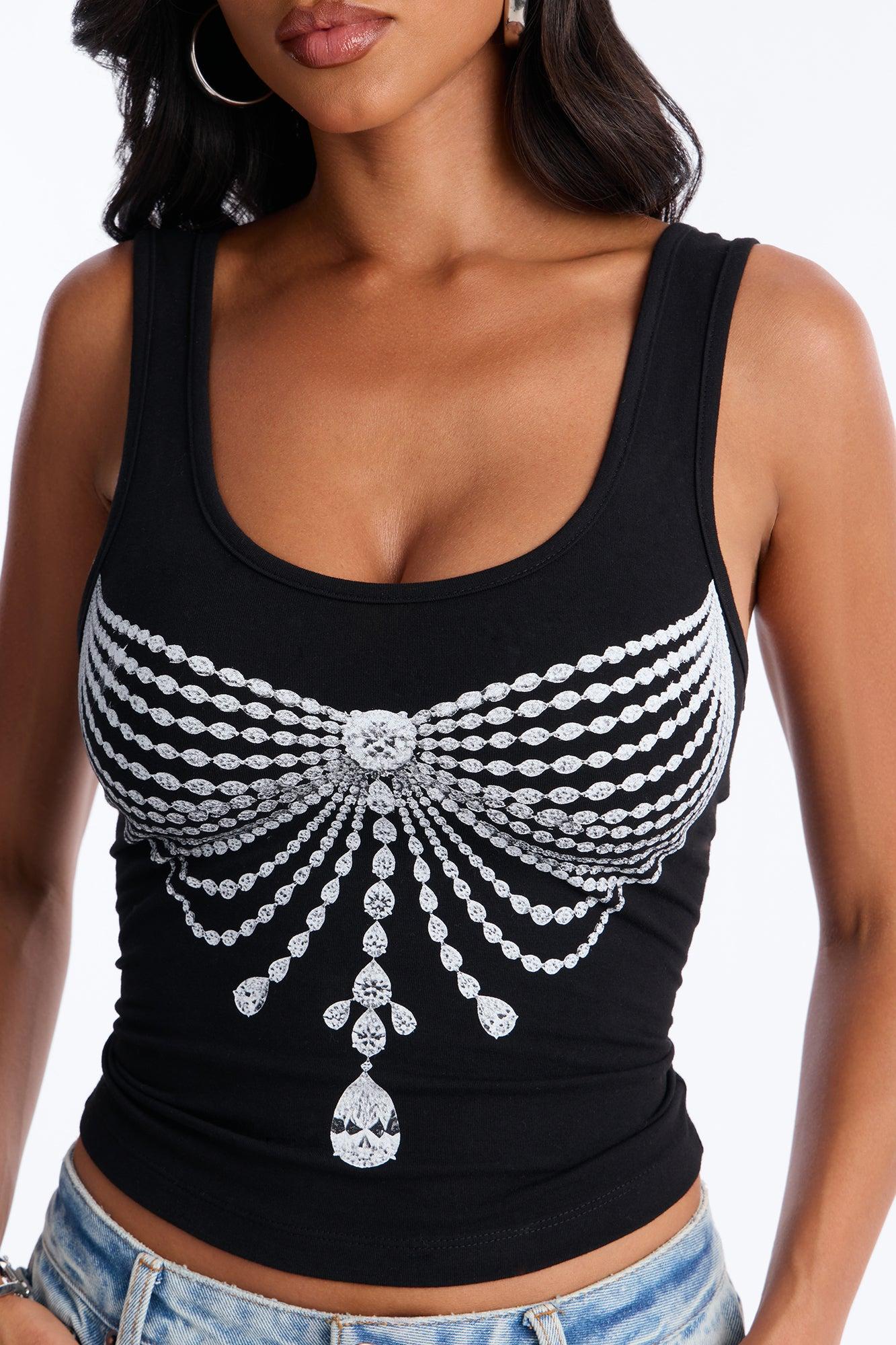 Showgirl Bra Tank Top - Black Female Product Image