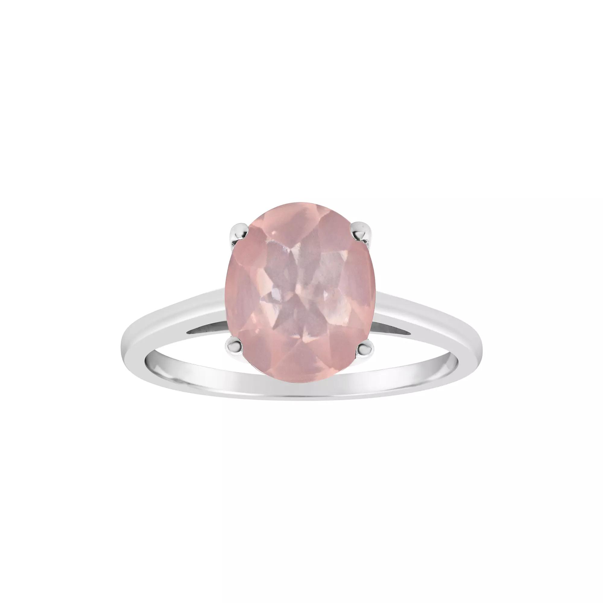 Alyson Layne Sterling Silver Rose Quartz Oval Solitaire Ring, Women's,  Product Image
