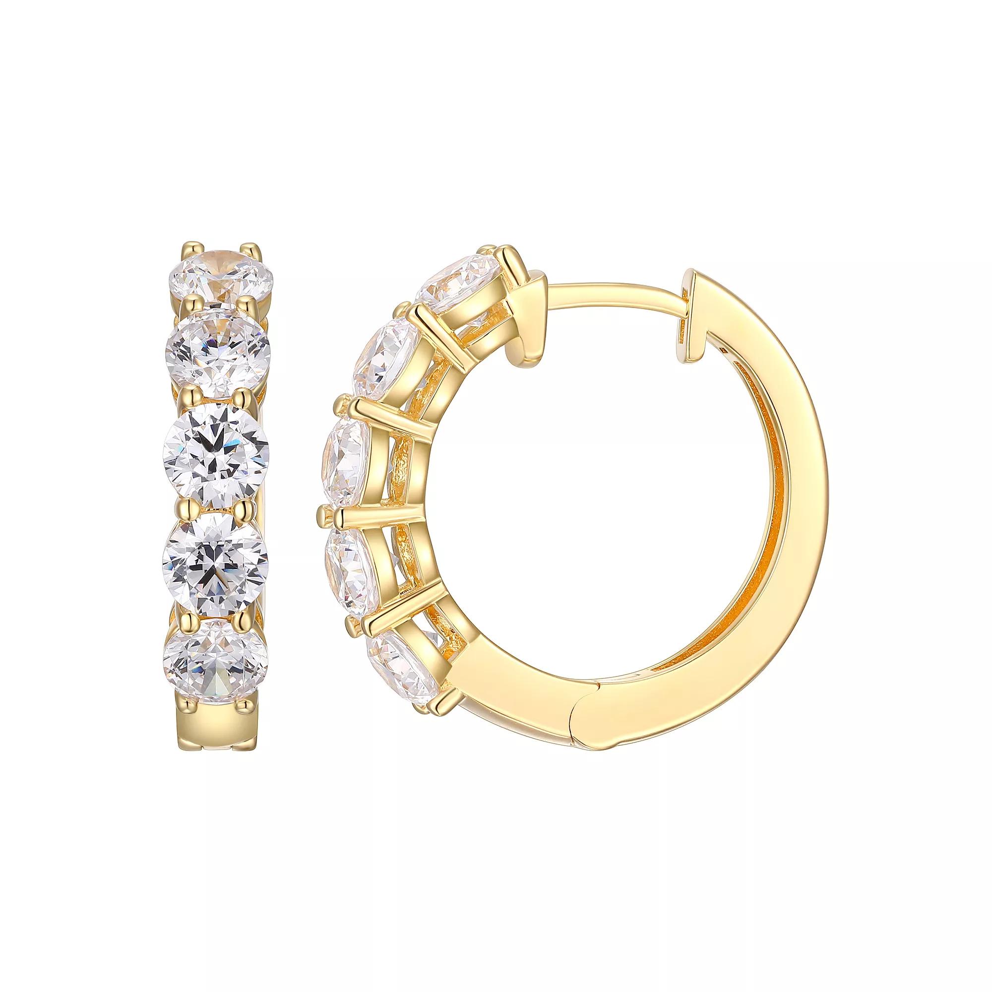 18k Gold Over Sterling Silver Lab-Created Moissanite Hoop Earrings, Women's, Gold Tone Product Image