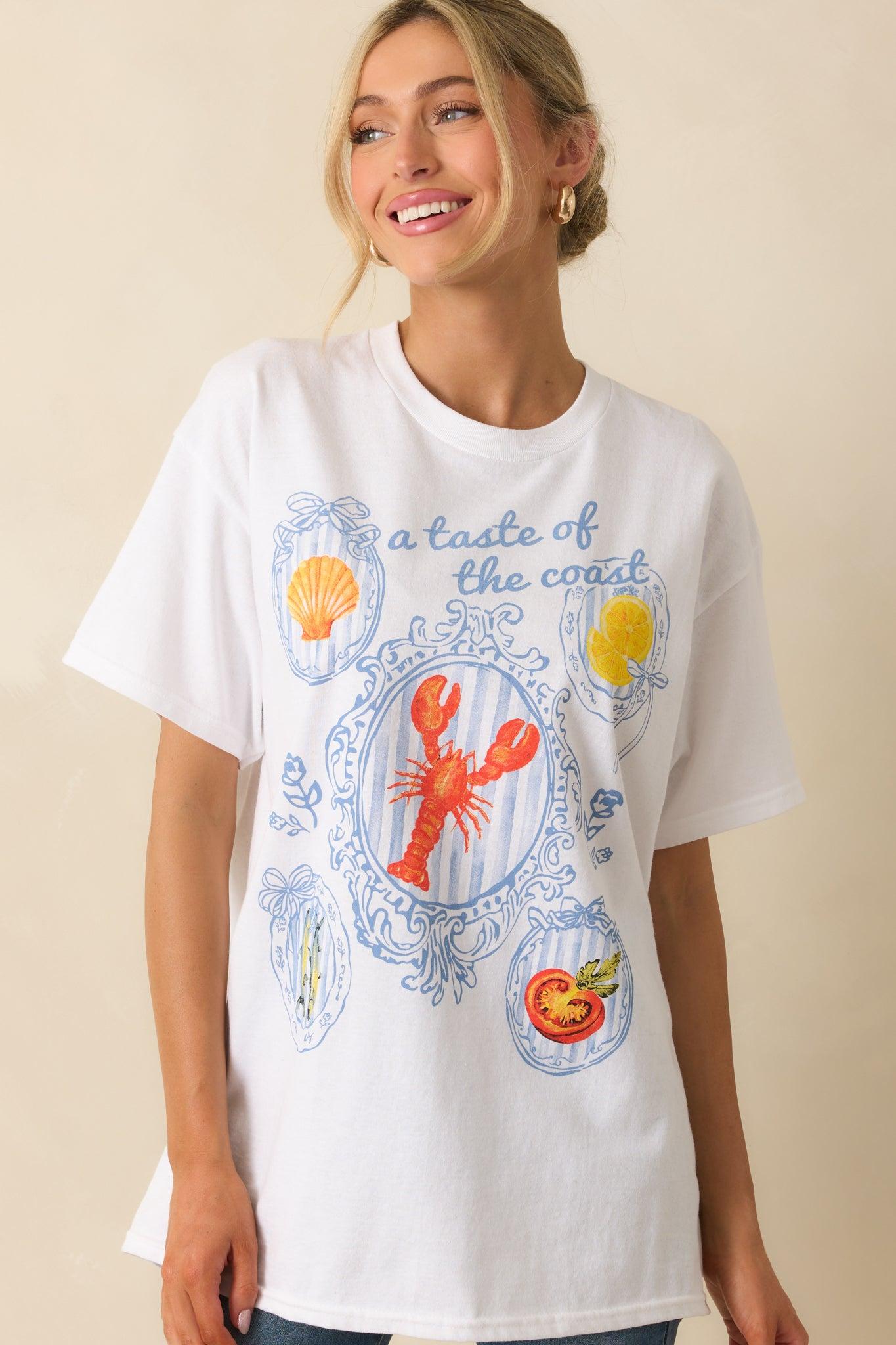 A Taste Of The Coast White Cotton Coastal Graphic Tee Product Image
