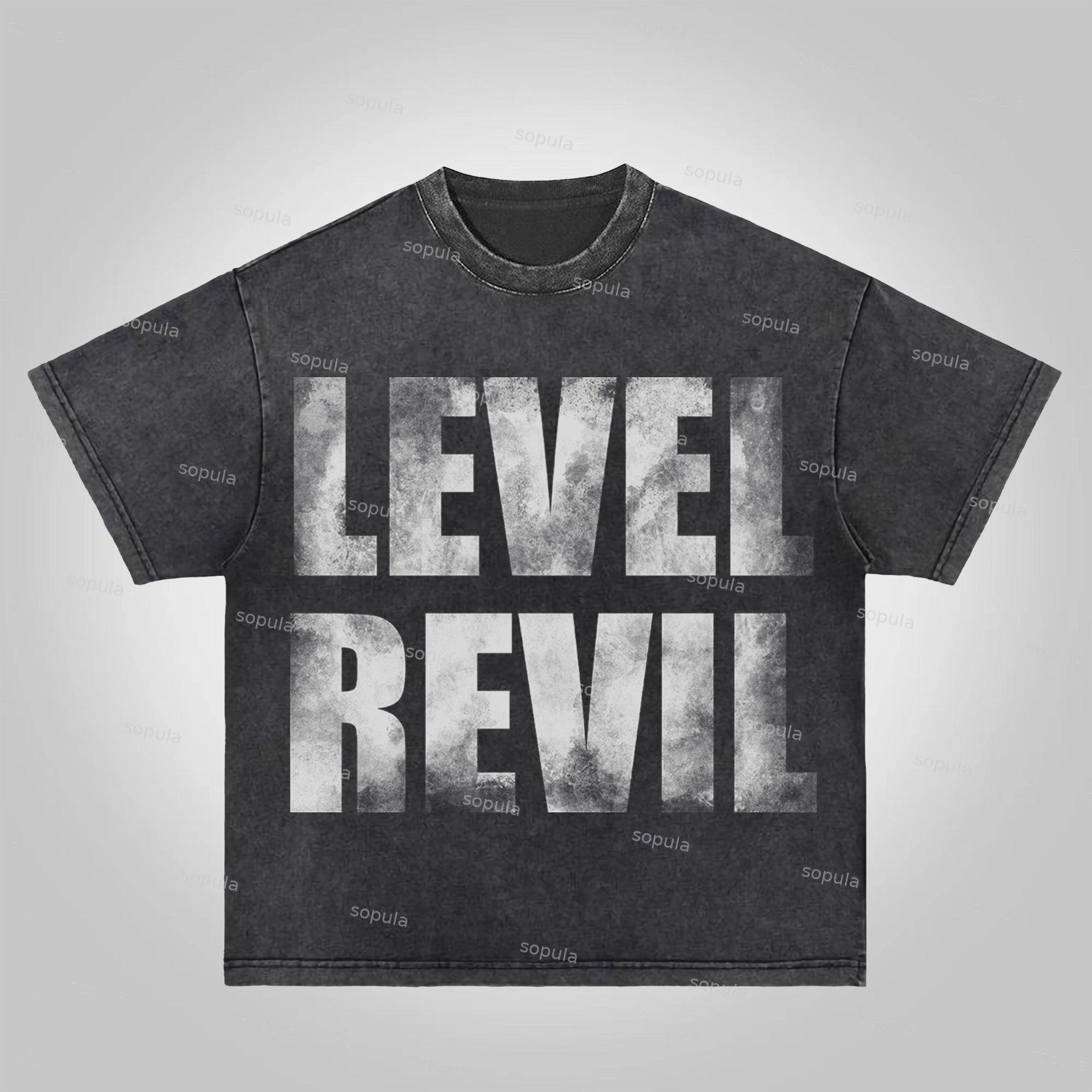 Sopula Level Revil Vintage Slogan Graphics Acid Washed T-Shirt Product Image