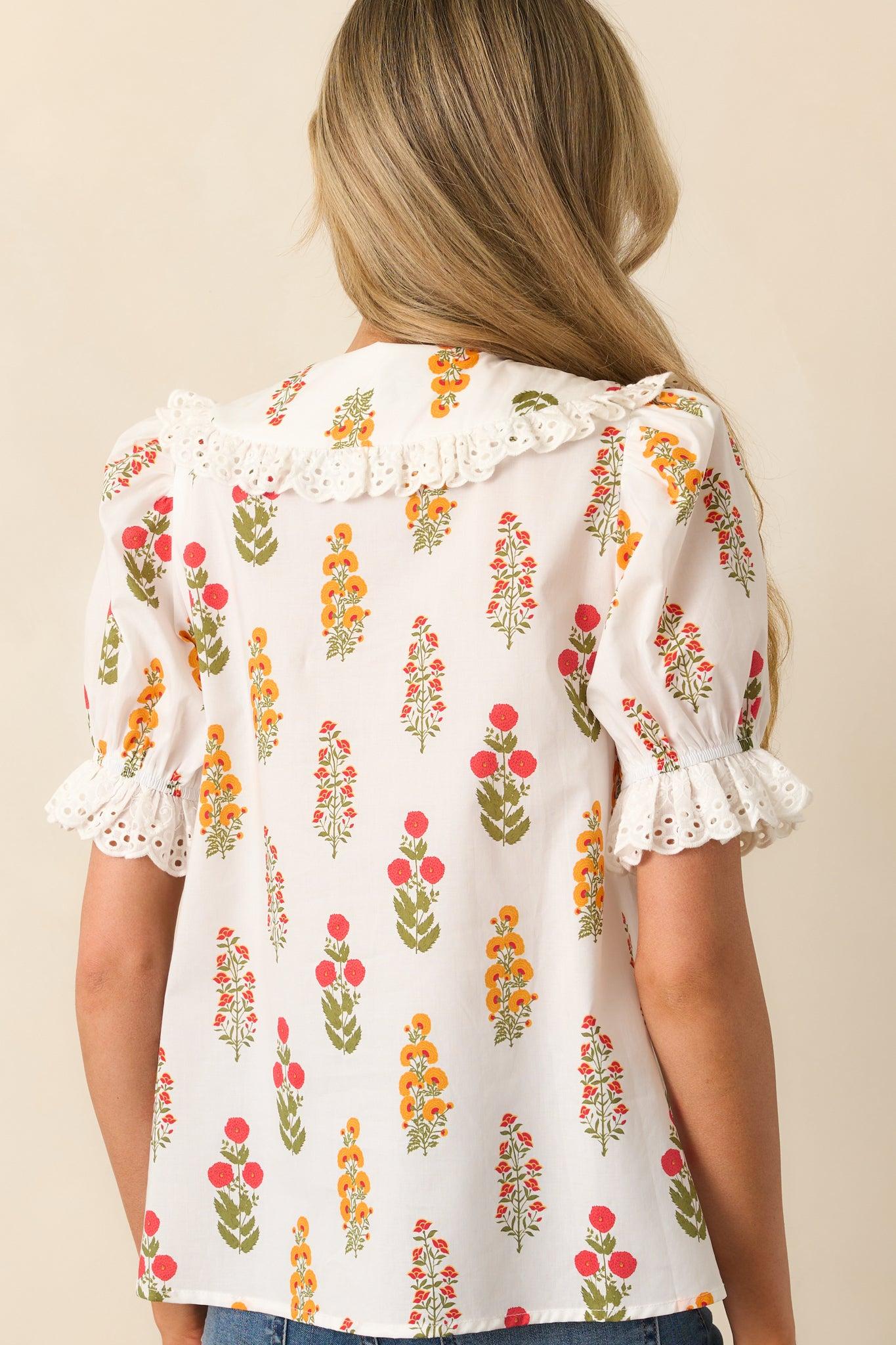 Some Things Take Time Red Floral Cotton Button Front Top Product Image