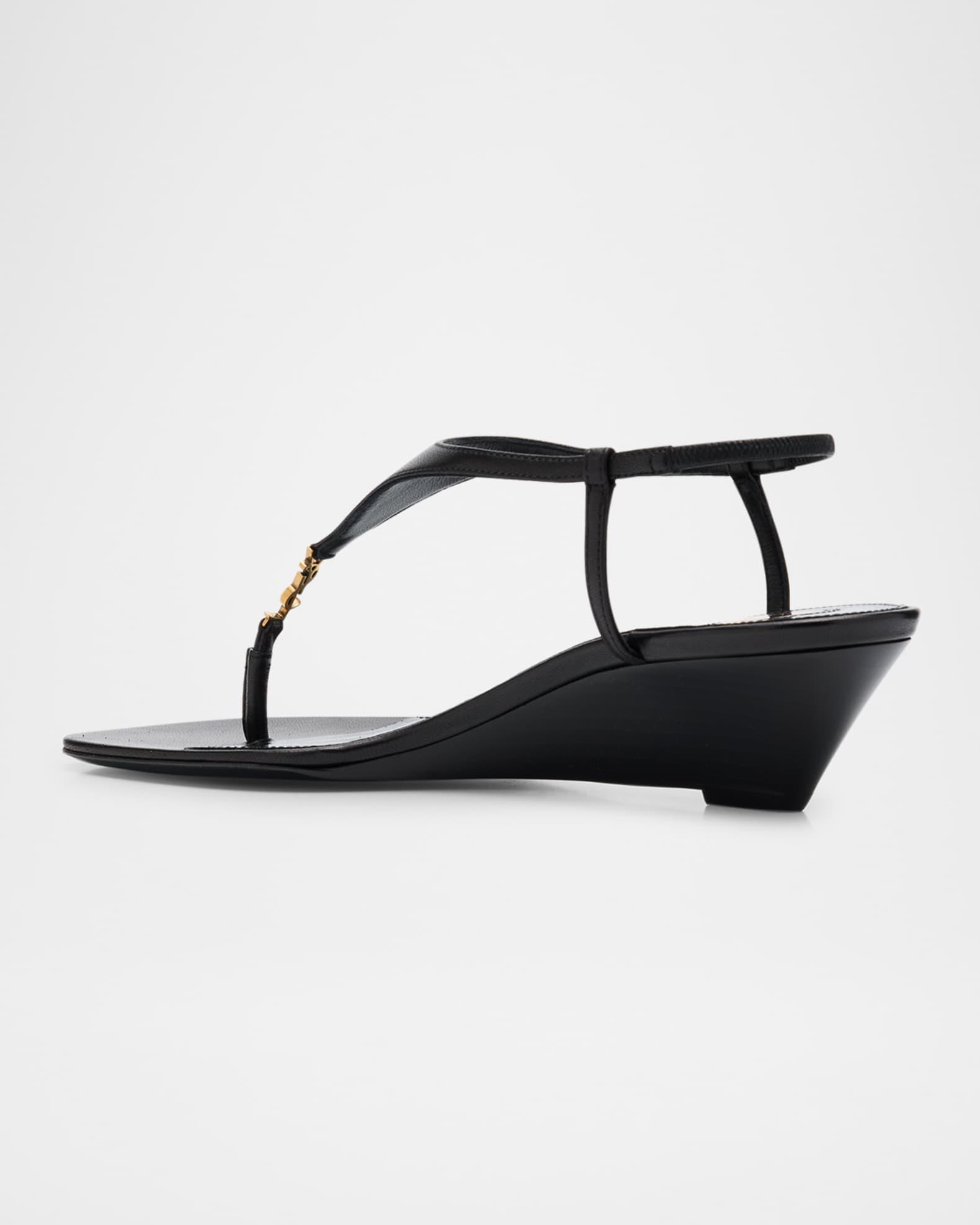 Cassandra Leather YSL Wedge Sandals Product Image