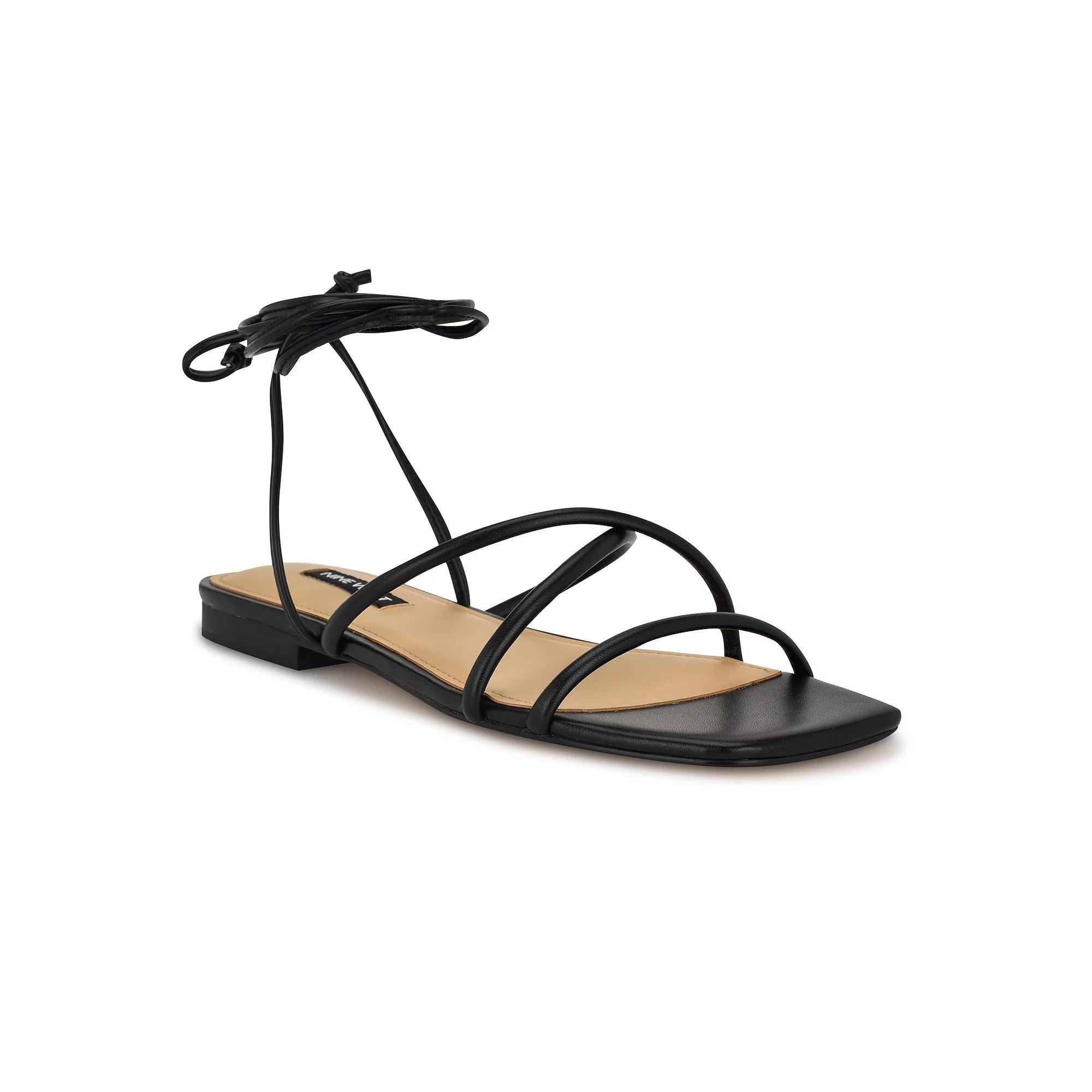 Nine West Mikila Women's Square Toe Slip-On Flat Sandals, Size: 6.5, Black Product Image