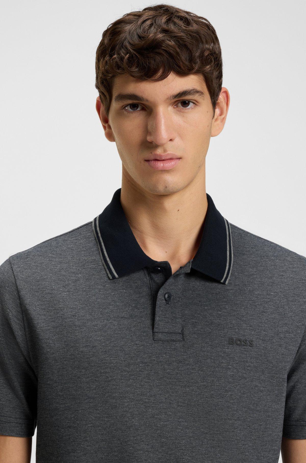 Cotton-piqué polo shirt with all-over print Product Image