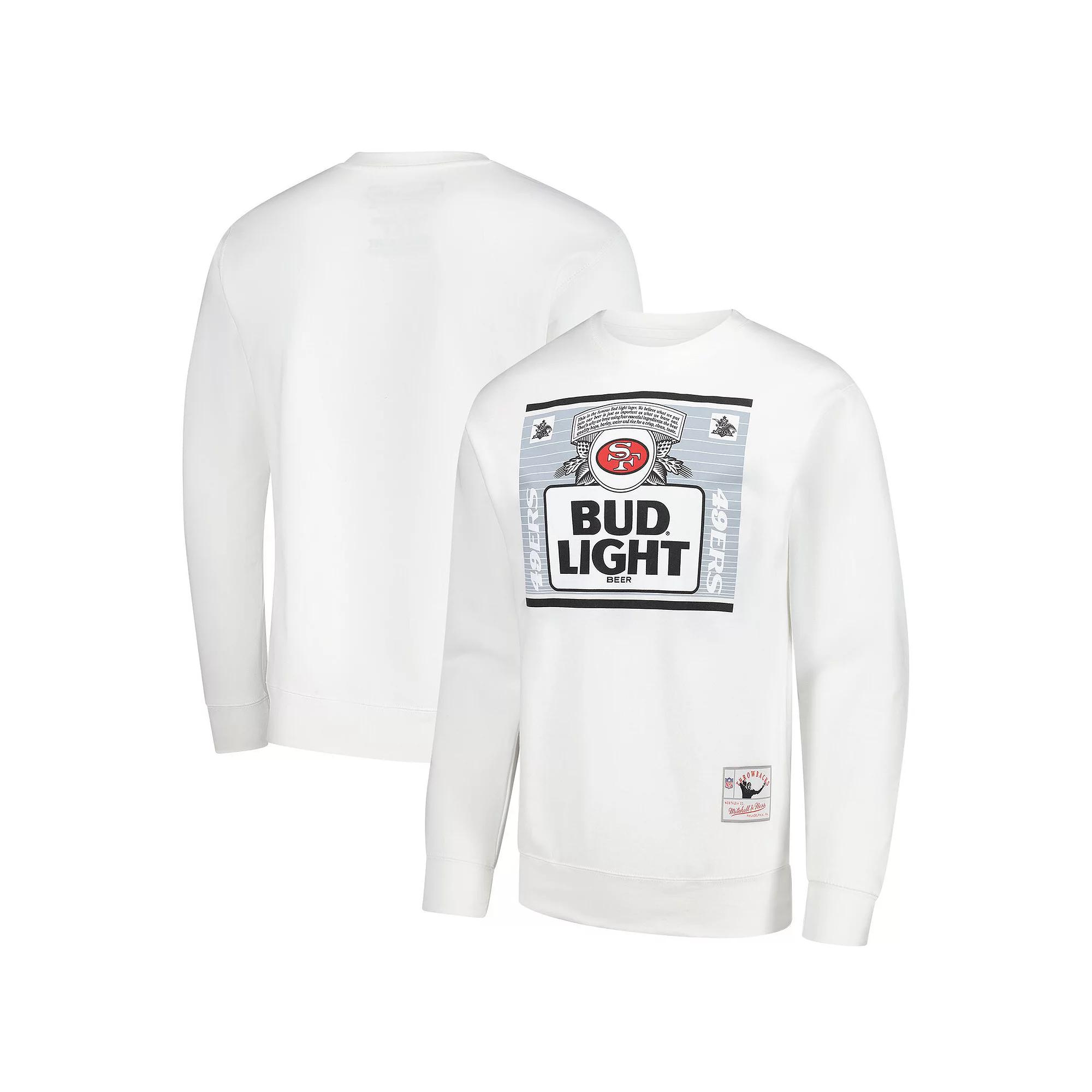 Men's Mitchell & Ness x Bud Light White San Francisco 49ers The Crest Pullover Sweatshirt,  Product Image
