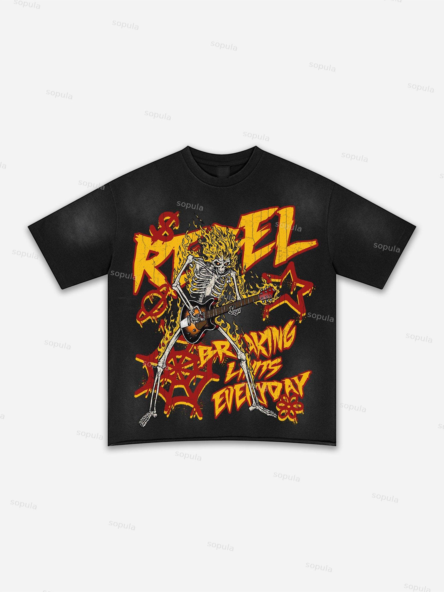 Authentic Abstract Portrait Print Washed T-shirt Product Image