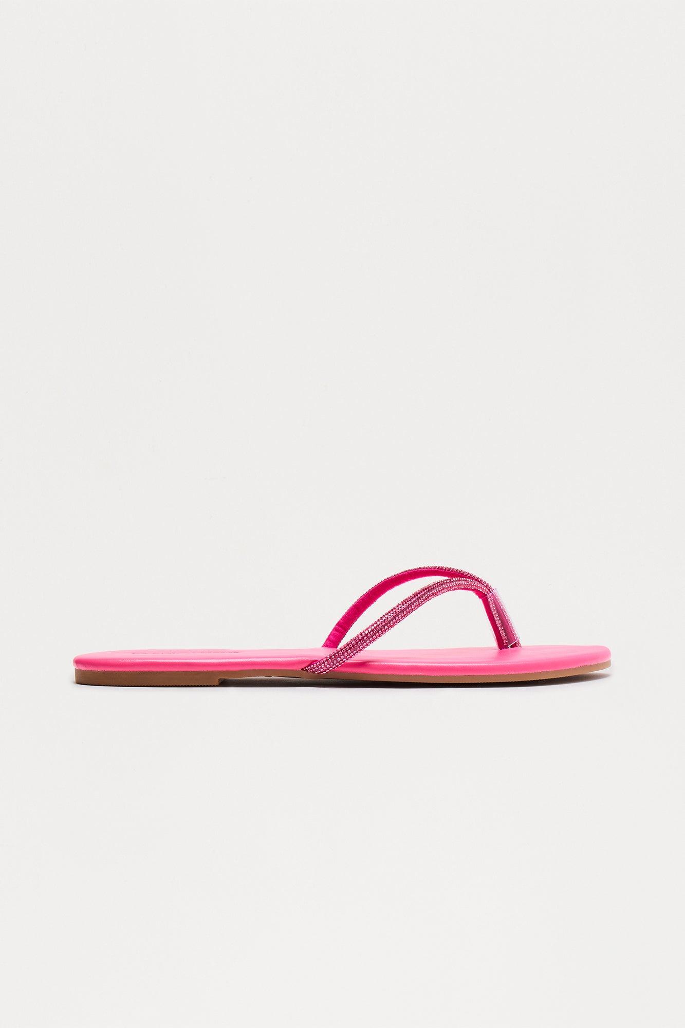 Lagoon Rhinestone Trim Flip Flops - Pink Product Image