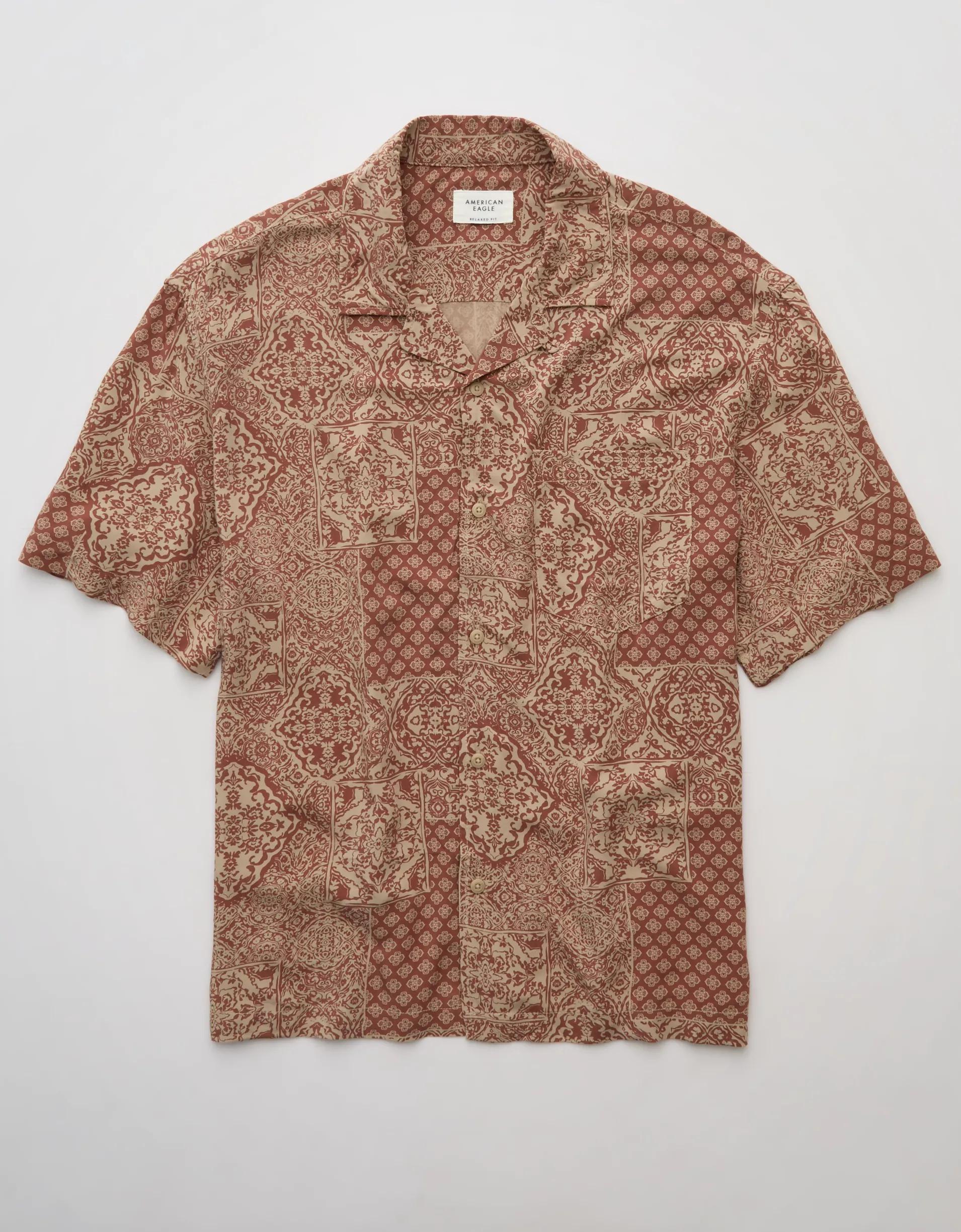 AE Poolside Printed Button-Up Shirt Product Image