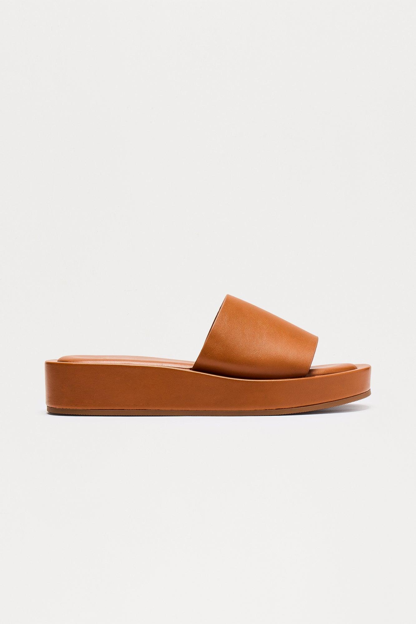Jem Faux Leather Slip On Sandals - Tan Product Image