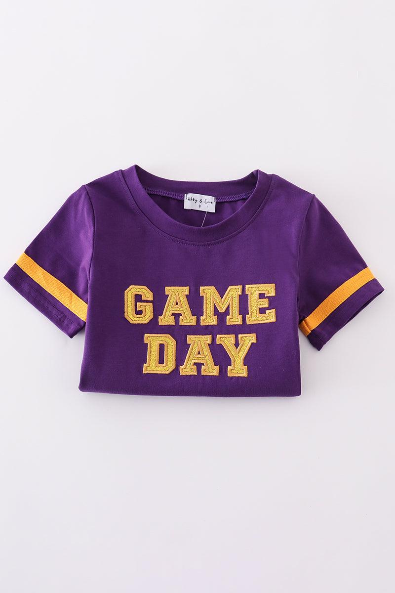Purple gold LSU GAME DAY glitter shorts set Product Image