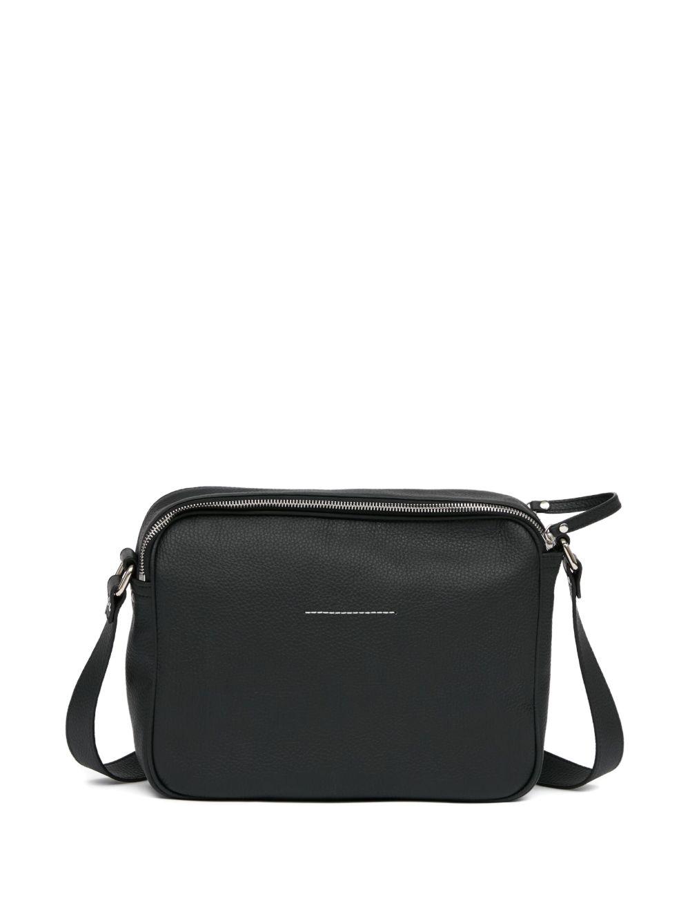 textured leather messenger bag Product Image